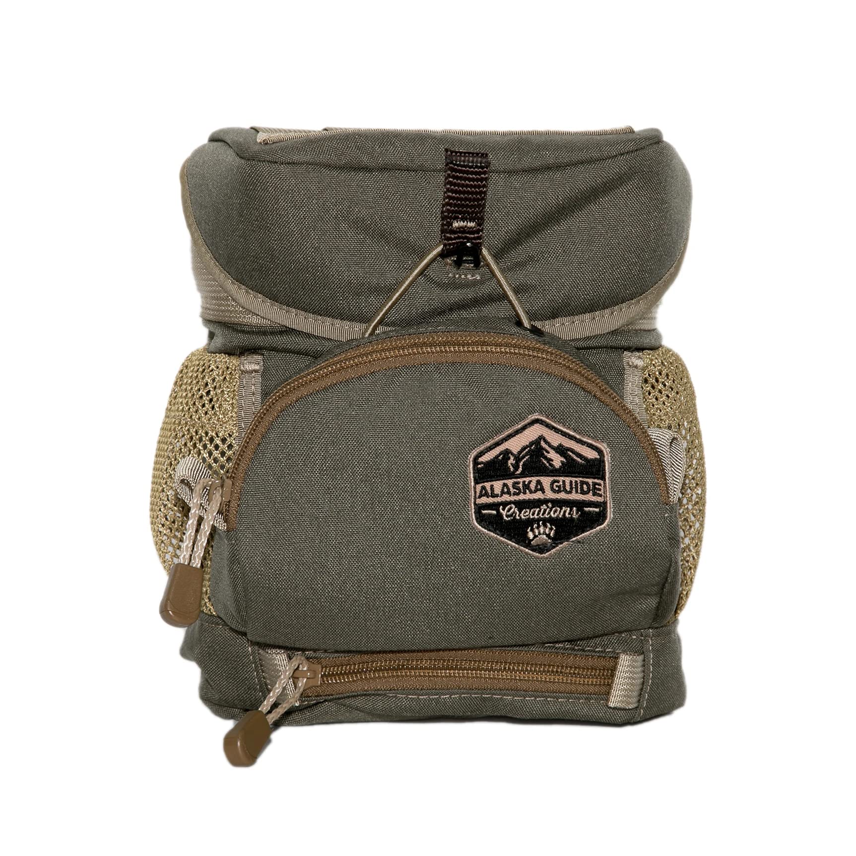 Alaska Guide Creations Hybrid MAX Pocket Compact Utility Bag - Lightweight Mesh Side Pockets & Binocular Harness for Outdoor Hunting, Hiking & Wildlife Observation (Ranger Green) - Perfect for Camping, Fishing & Adventure Travel