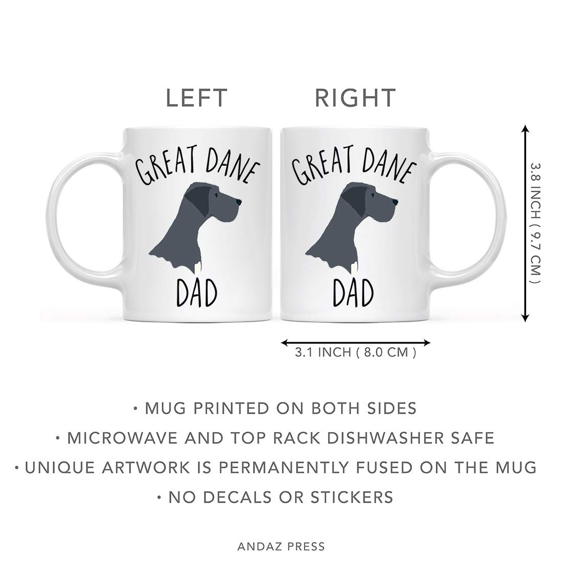 Funny Dog Coffee Mug - 11oz Great Dane Dog Dad Novelty Cup, 1-Pack - Perfect Gift for Dog Lovers, Birthday & Christmas - Ideal for Coffee, Tea & Office Use