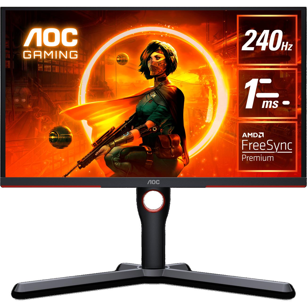 AOC 25G3ZM 24.5 Inch Full HD 240Hz Gaming Monitor - Fast Response, G-Sync Compatible for Competitive Esports & Smooth Gameplay