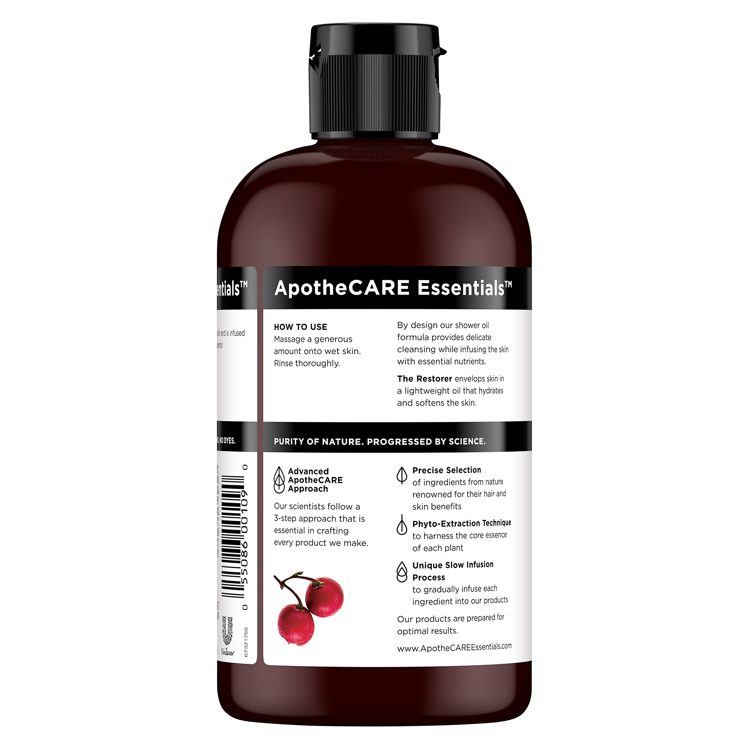 ApotheCARE Essentials The Restorer In-Shower Body Oil with Rosehip Oil, Geranium & Aloe Vera - 12 oz Hydrating Moisturizer for Dry Skin | Post-Shower Skincare & Relaxing Bath Routine