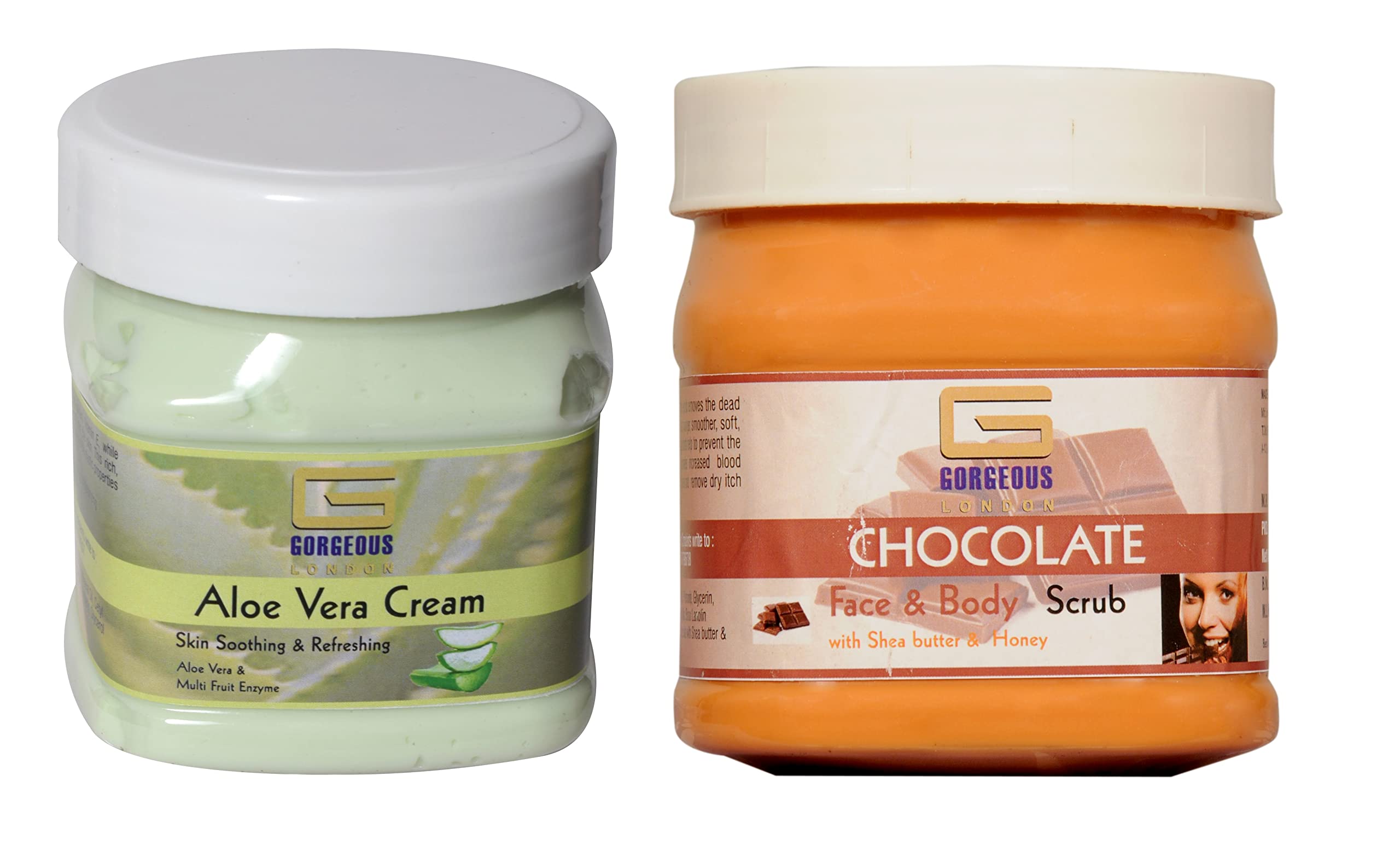 London Aloe Vera Cream & Chocolate Scrub Set - 2 Pack (450ml Each) | Moisturizing & Exfoliating Skincare Duo for Face & Body | Perfect for Dry Skin & Spa Day Self Care