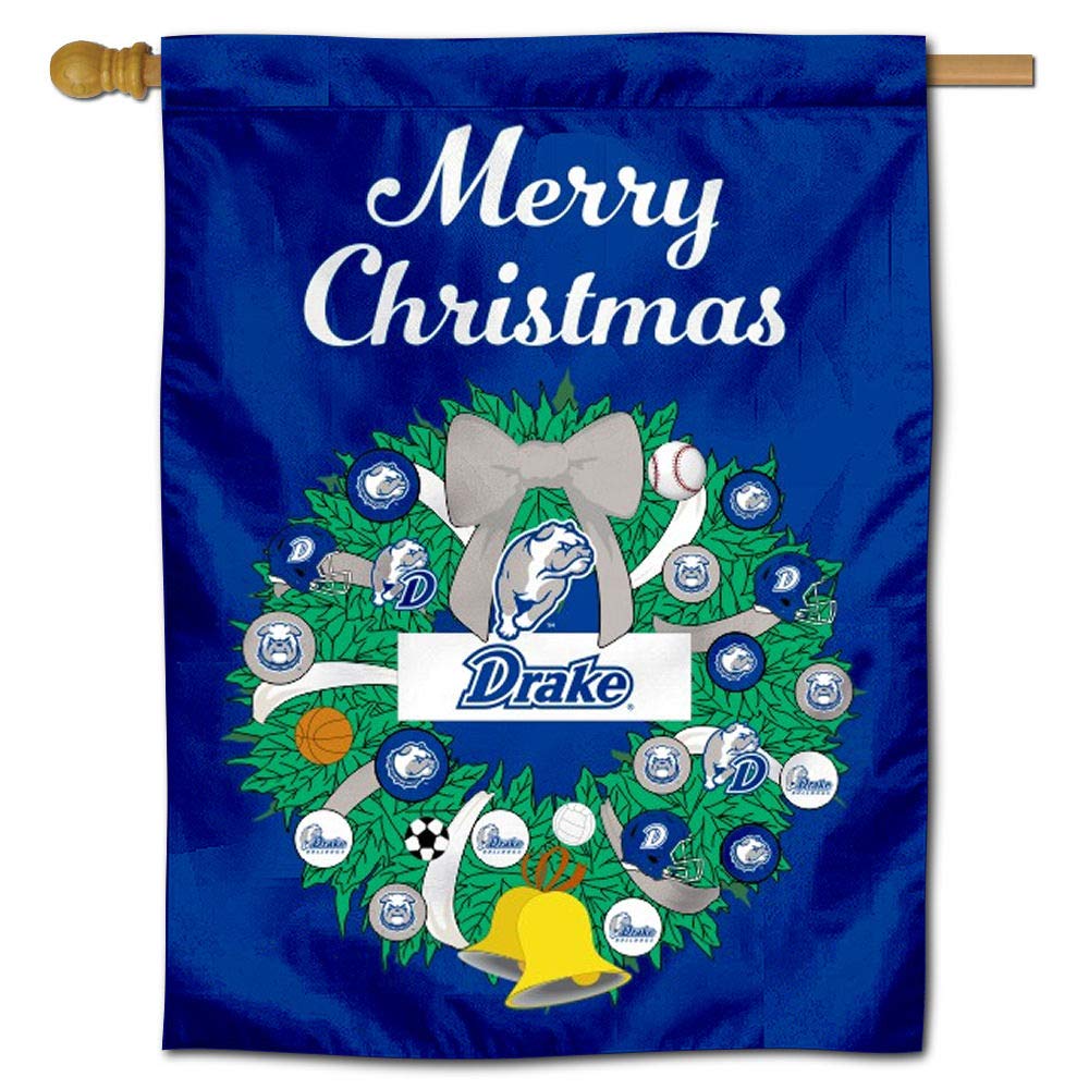 Drake Bulldogs Happy Holidays Christmas Banner Flag - Perfect for Home Decor, Party Supplies, and Game Day Celebrations