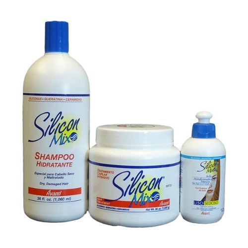 Silicon Mix Shampoo 36oz + Deep Conditioner Treatment 36oz + Leave-In Conditioner 8oz Combo Set for Curly, Dry & Damaged Hair - Professional Hair Care Kit for Salon Results at Home