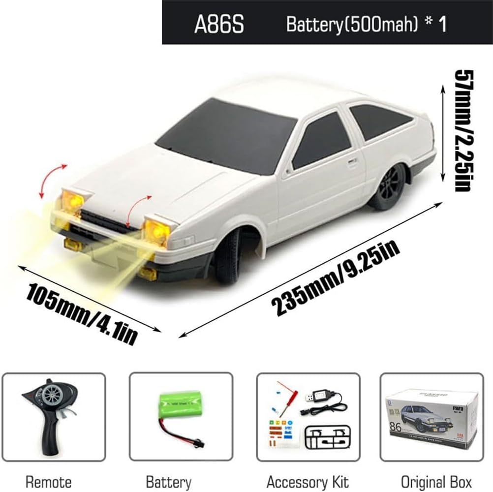 RePaLY 1/18 Scale RC Drift Car - AE86 Fast Remote Control Sports Car with 2.4G Proportional Steering, Reversible Headlights & Anti-Skid Design | Perfect for Off-Road Racing, Backyard Drifting, and Christmas Gifts for Kids & Adults