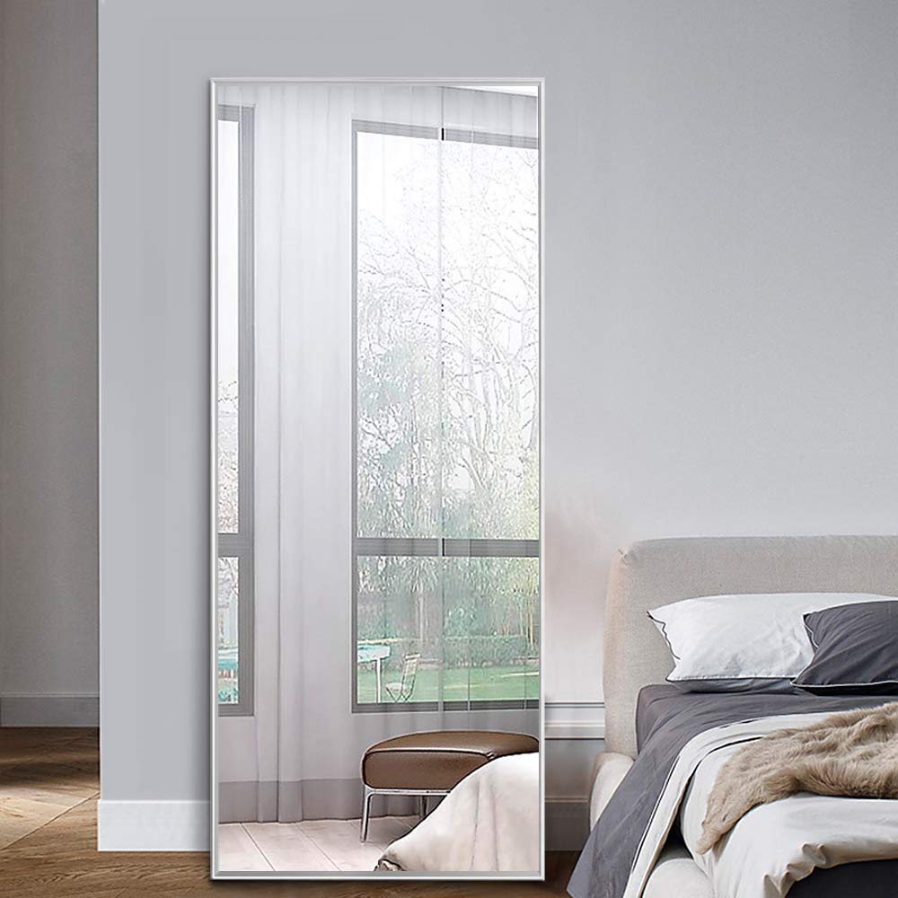 NeuType Full Length Mirror 60x20 Inches - Large Rectangle Dressing Mirror for Bedroom, Wall Mounted or Leaning Floor Mirror, Silver - Perfect for Outfit Checks, Home Decor & Selfie Backdrop