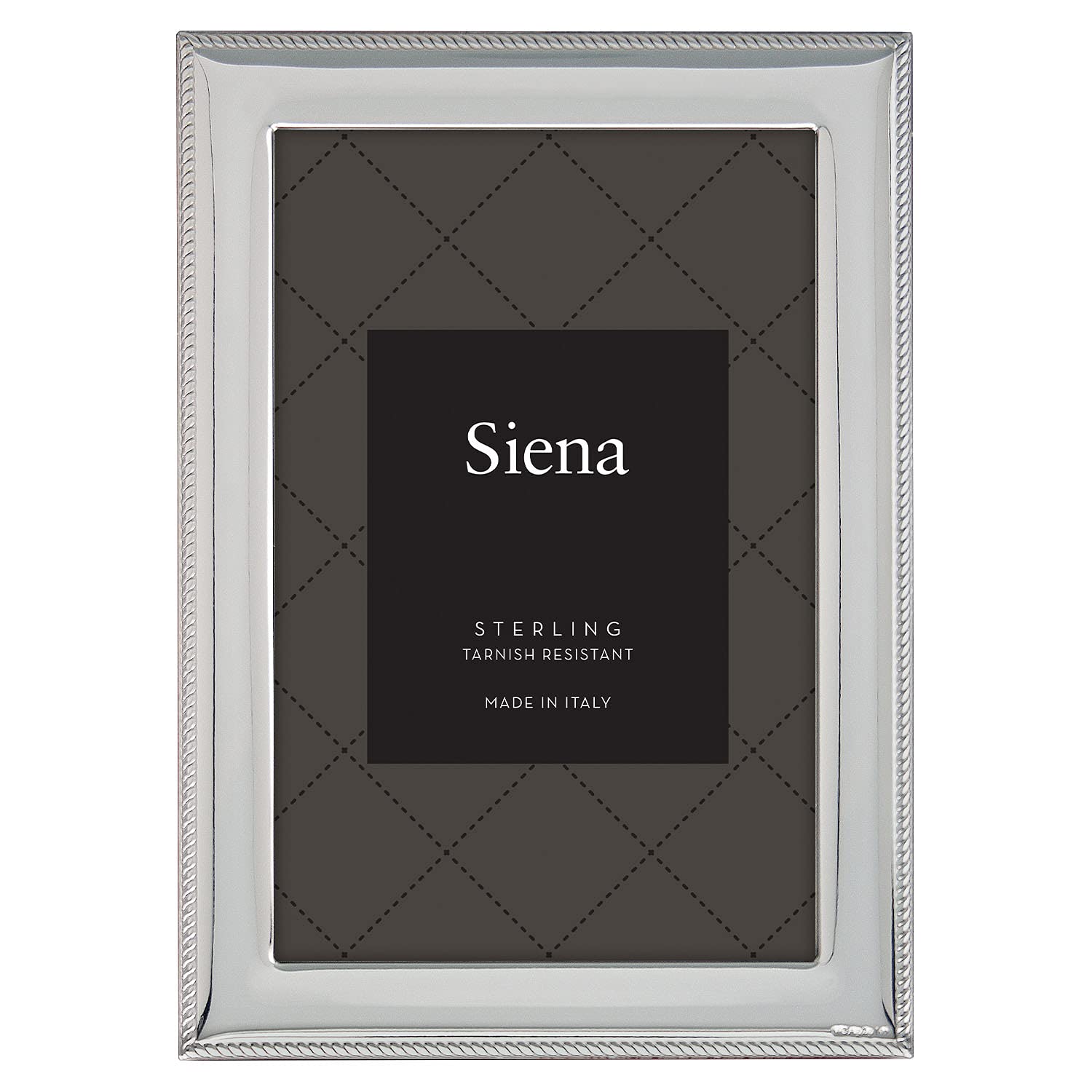 Sterling Silver 8x10 Picture Frame with Roped Border - Light Polished Boutique Quality Photo Frame for Wall Display | Siena Collection | Perfect for Wedding Photos, Family Portraits & Home Decor