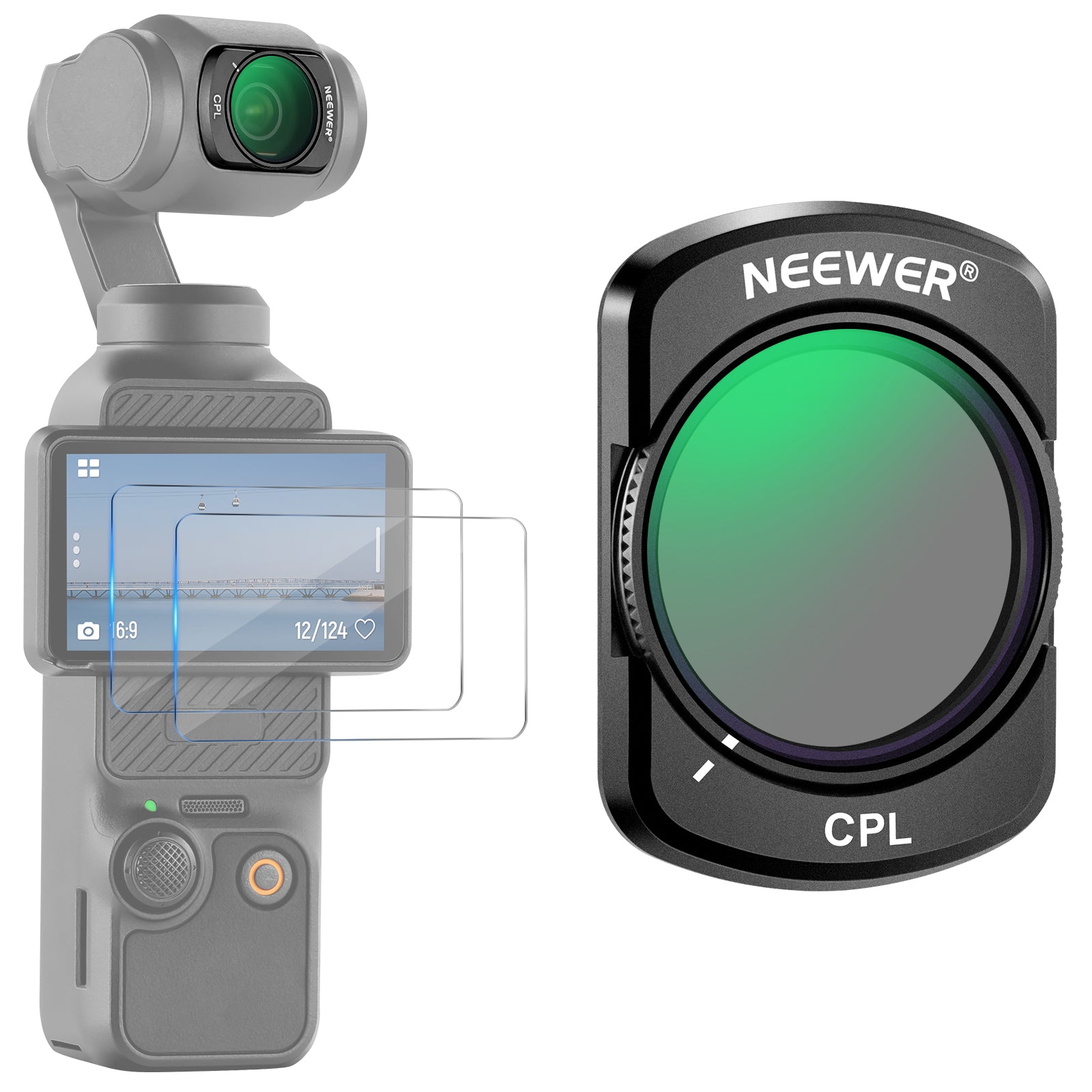 NEEWER FL 76 Magnetic CPL Filter for DJI Osmo Pocket 3 Camera - Reduce Glare & Enhance Colors for Vlogging, Travel & Outdoor Videography