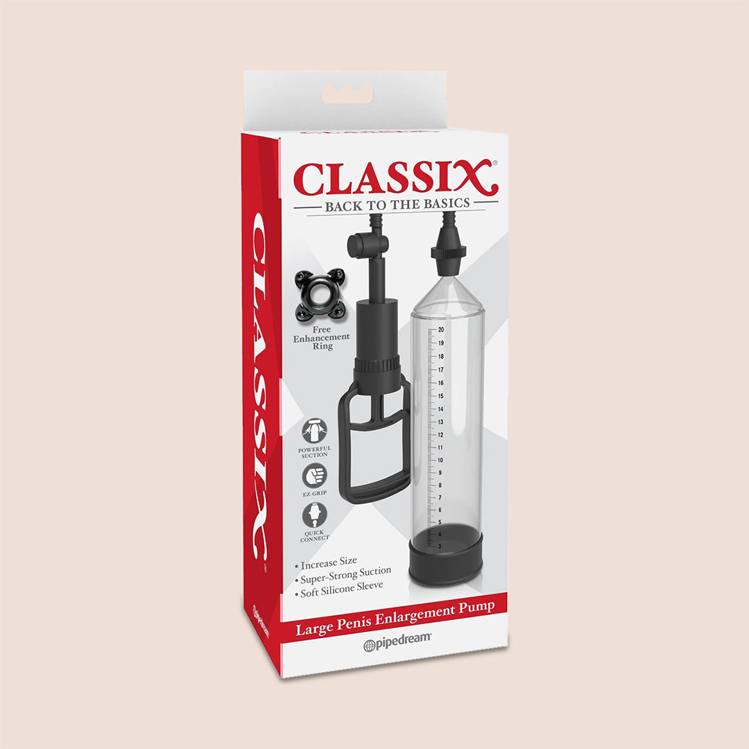 Classix Large Penis Enlargement Pump with Silicone Sleeve - Male Enhancement Device for Increased Size & Performance - Perfect for Home Use, Couples Play & Confidence Boosting