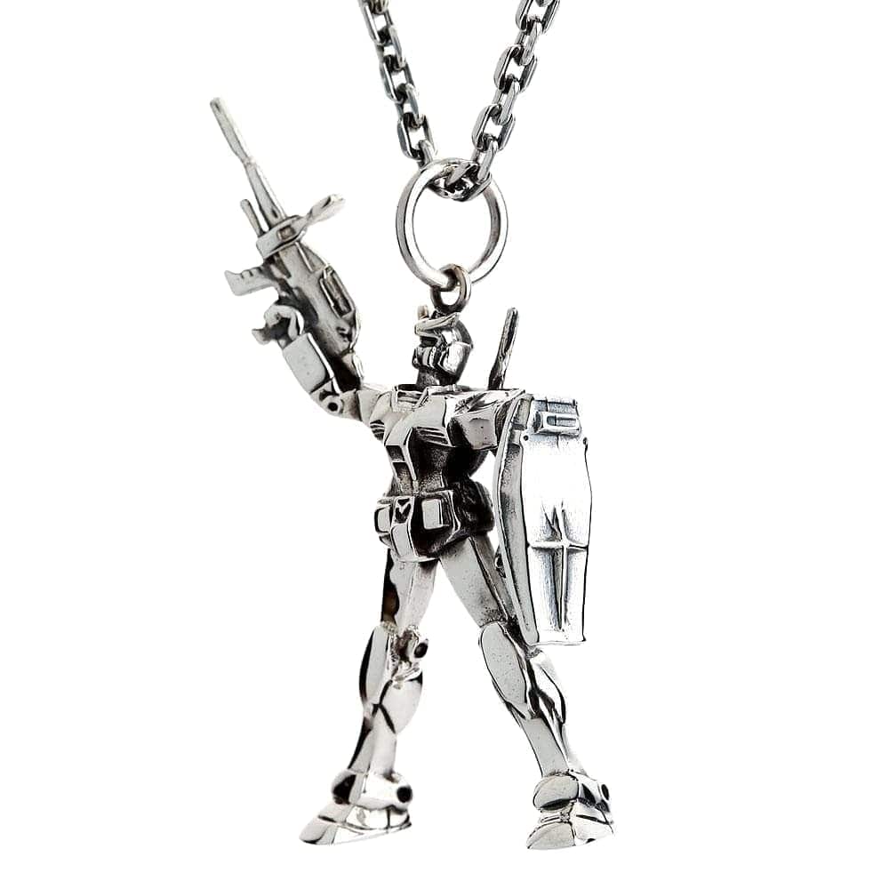 Gundam Anime Sterling Silver Pendant Necklace for Men & Women - Perfect for Cosplay, Gift Giving & Anime Fans Collection