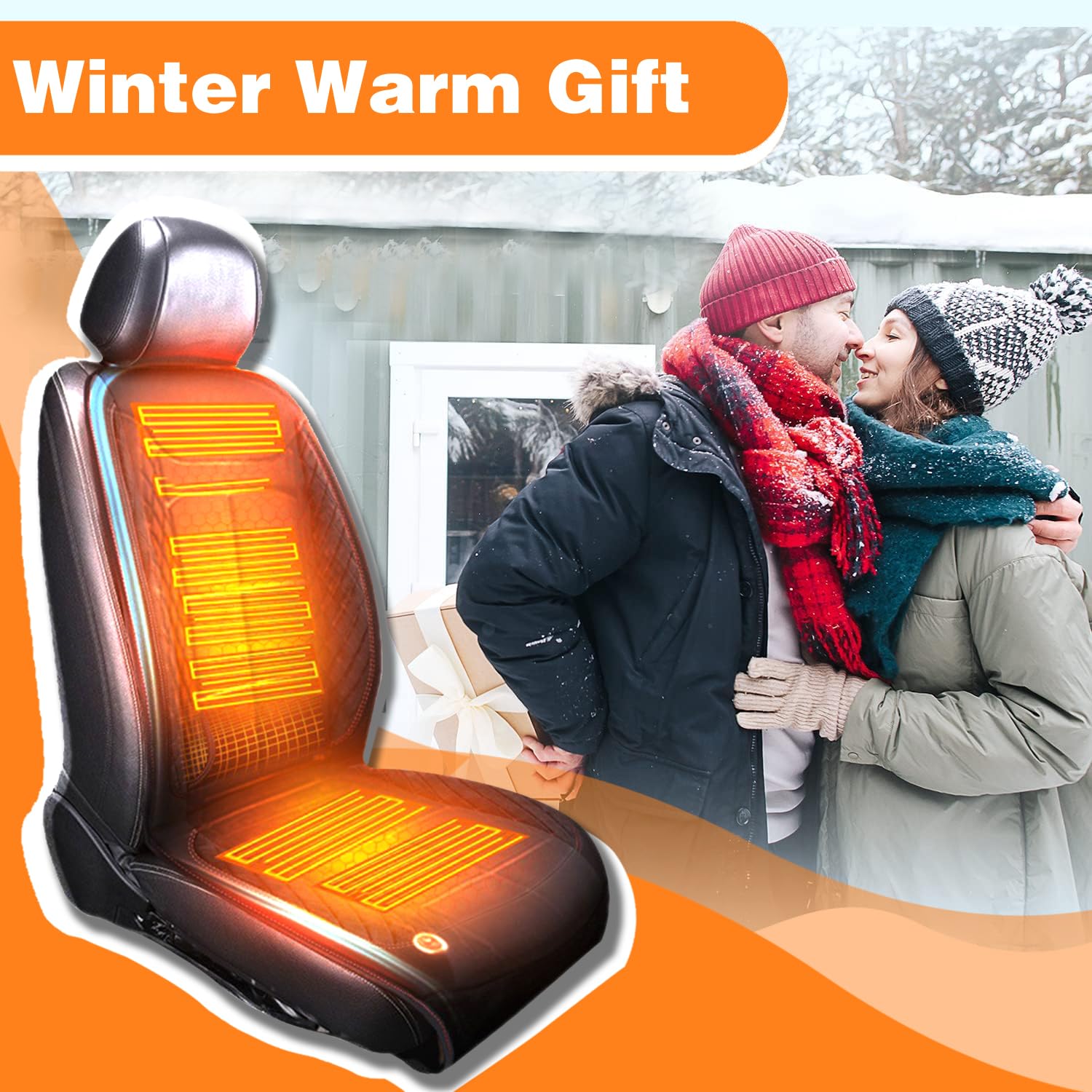 Premium Heated Car Seat Cushion - 12V/24V Plush Seat Warmer with Universal Fit | Car Accessories for Winter Comfort & Long Drives