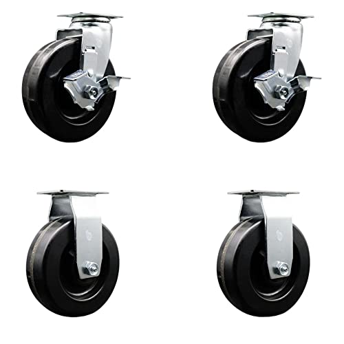 2 Swivel w/2 Top Lock Brakes - 2 Rigid