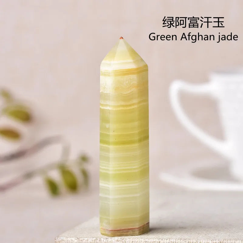 Natural Green Moss Agate Crystal Point - 60-70mm Transparent Quartz Stone for Home Decor, Feng Shui, Jewelry Making & Healing Meditation (1PC)