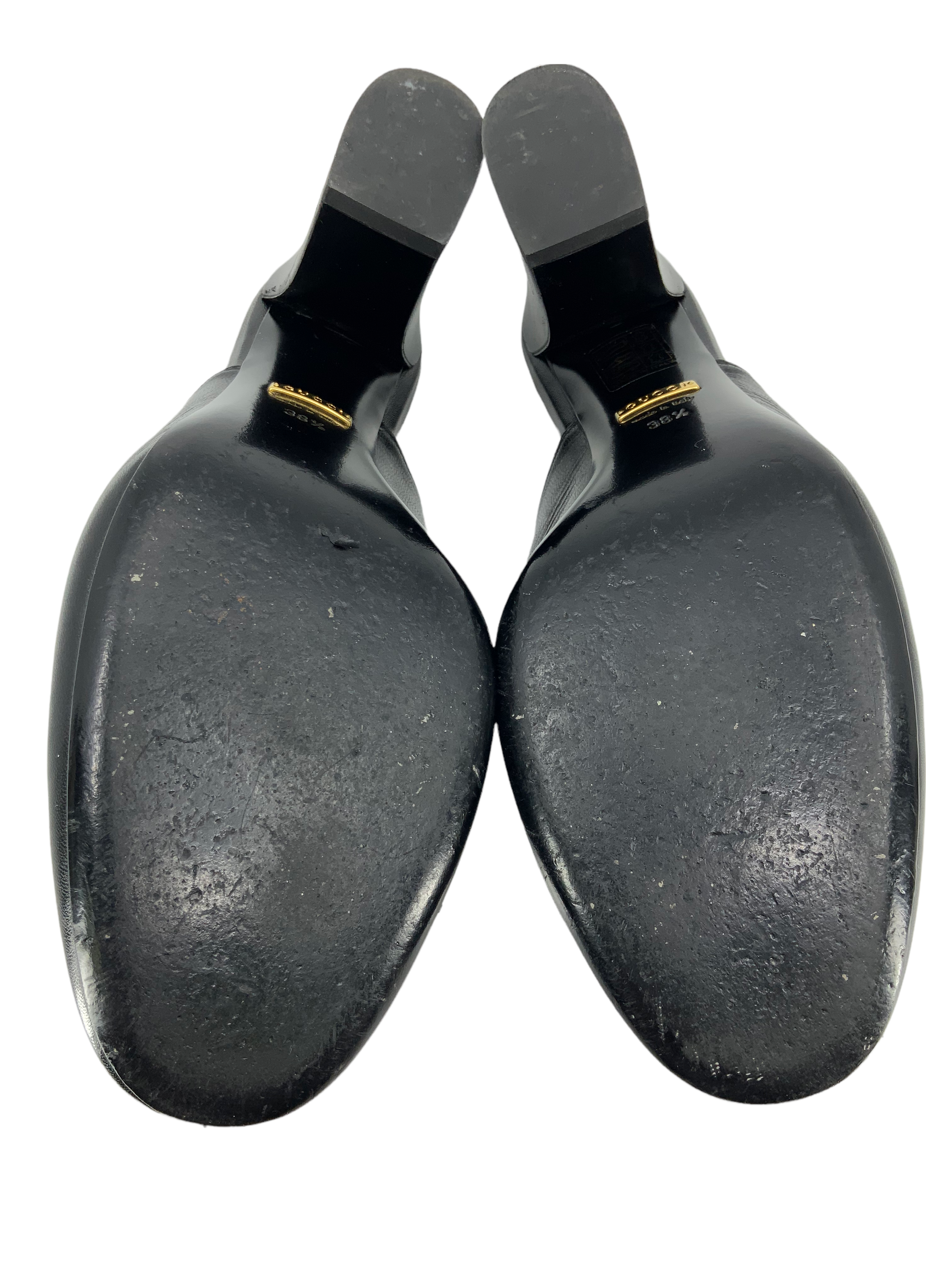 Gucci Julie Princetown Horsebit Mid Heel Mules Women's Size 8.5 - Luxury Designer Slip-On Shoes for Office, Party & Special Occasions