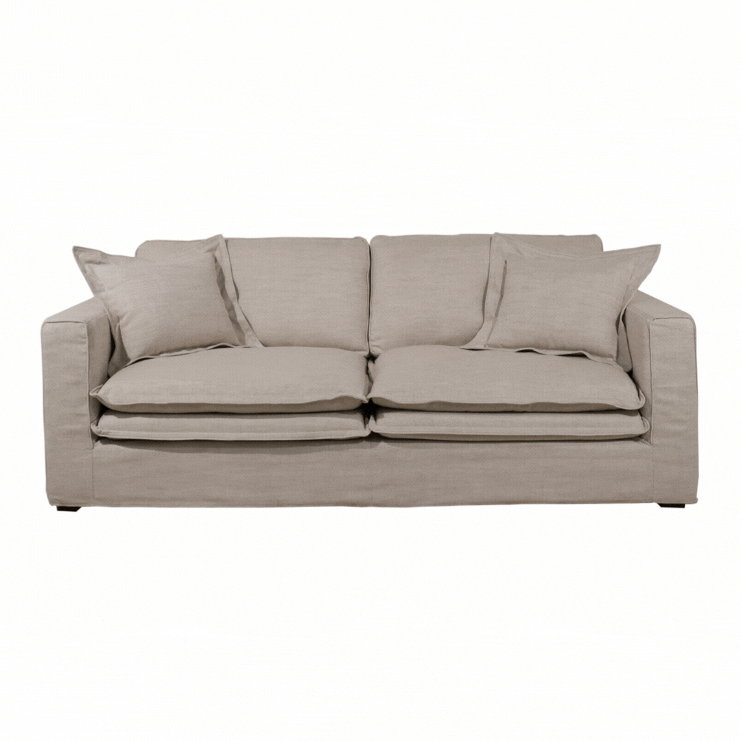 Santa Monica 88 Linen Natural Slipcover Sofa - Premium Linen Fabric Sofa Cover for Living Room, Sectional & Loveseat - Washable & Breathable Furniture Protector for Home Decor