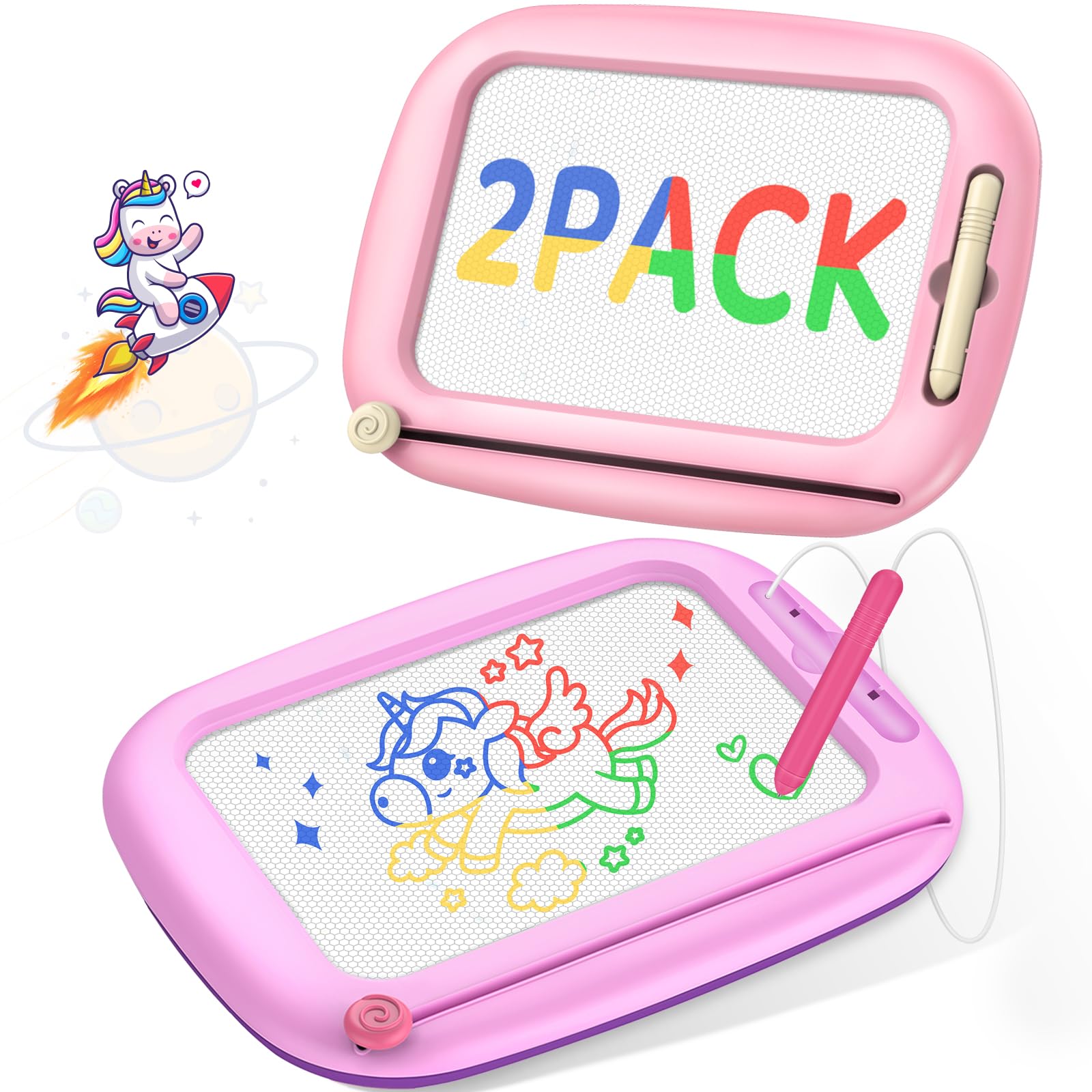 2 Pack Magnetic Drawing Board for Kids - Toddler Learning Toy for Ages 1-3 | Perfect for Home & Travel Play