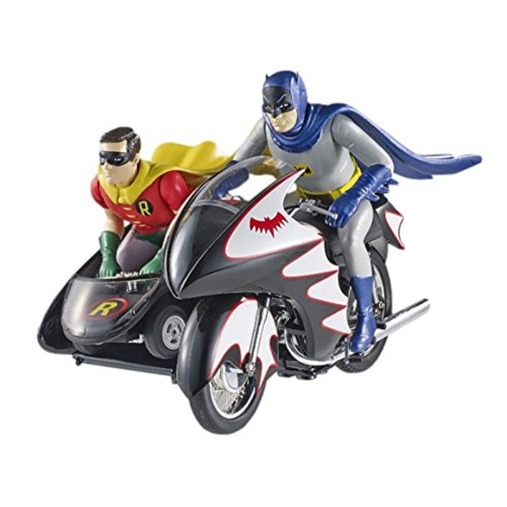 Hot Wheels Elite Batman Classic TV Series Batcycle with Figures Die-Cast Vehicle 1:12 Scale - Collectible Model for DC Comics Fans & Home Display