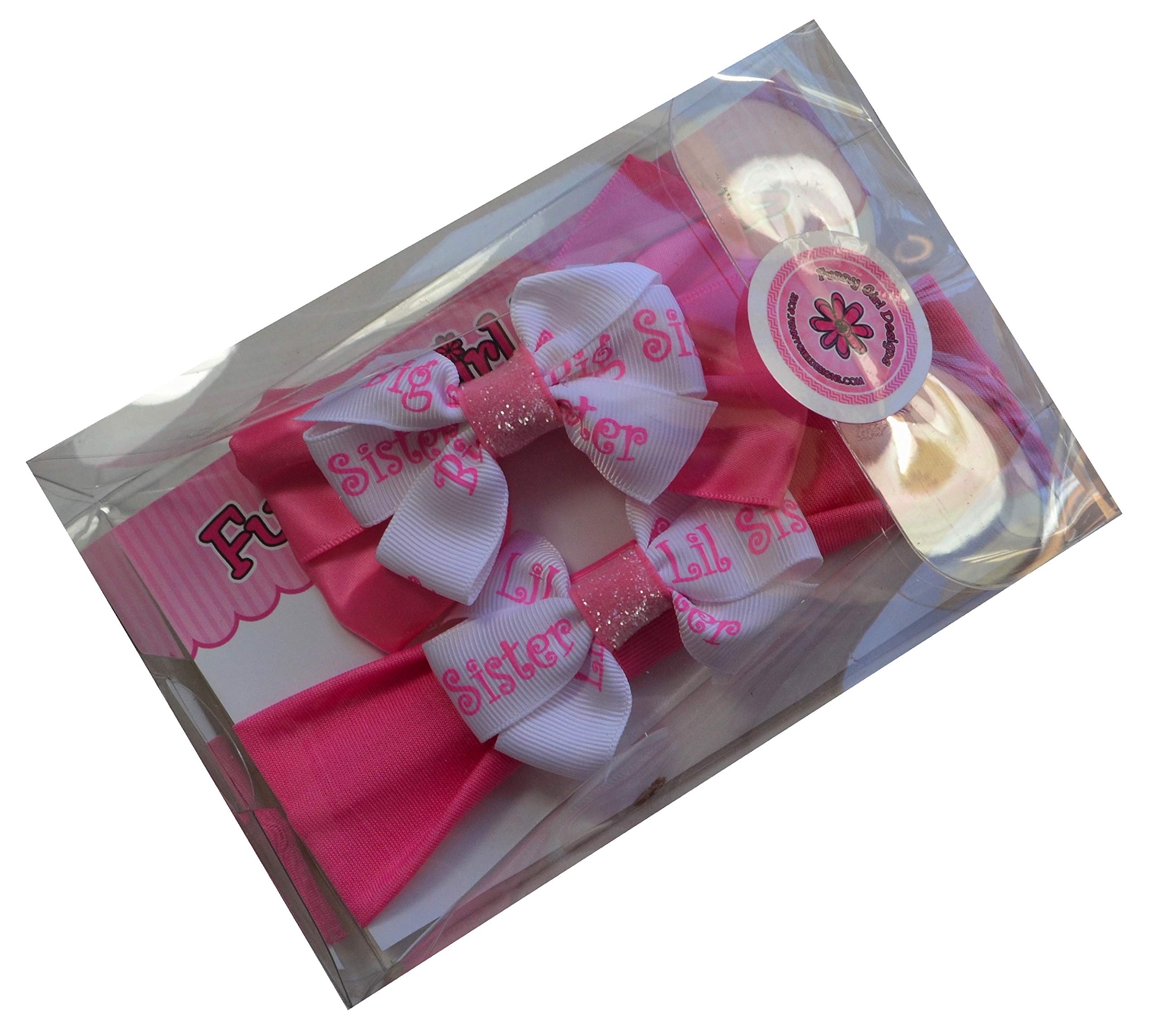 Sparkle Headband and Satin Hair Bow Gift Set for Big Sister & Little Sister - Matching Sister Accessories for Birthdays, Photos, and Special Occasions