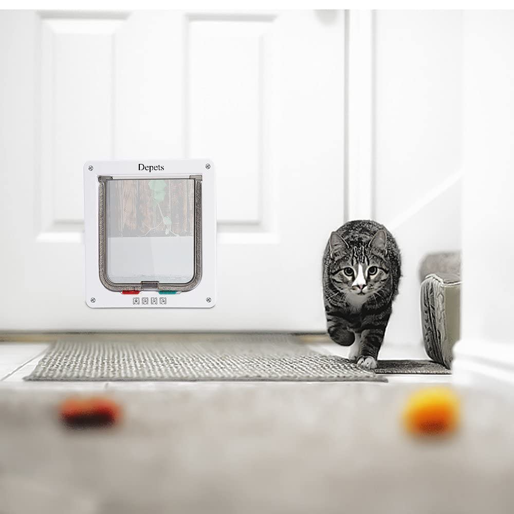 Depets Medium Cat Flap Door with 4-Way Lock (7.5