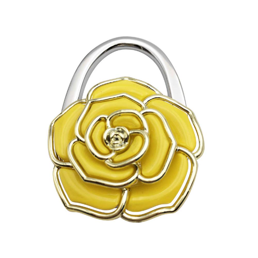 Elegant Rose Flower Purse Hook - Foldable Handbag Hanger for Table, Restaurant & Travel - Durable Bag Holder for Women's Purses, Totes & Shopping Bags (Perfect for Dining Out, Traveling & Clutter-Free Storage)