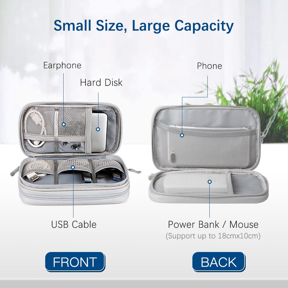 Travel Cable Organizer Bag - 3-Layer Water-Resistant Electronics Accessories Pouch, Portable All-in-One Gadget Storage Case (Grey) | Perfect for Business Trips, Commuting & Home Organization