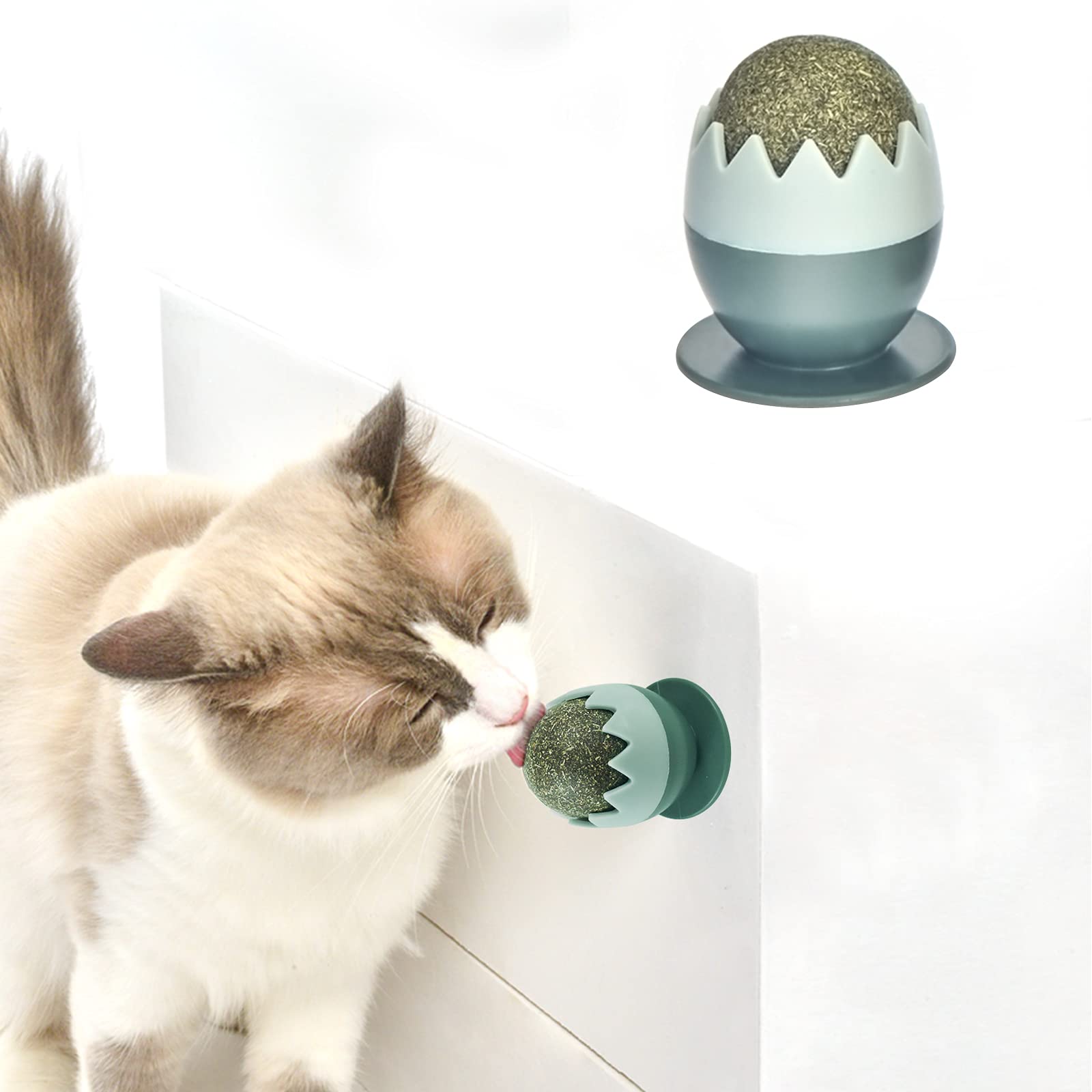 Organic Catnip Balls Toy for Cats - Rotatable Edible Kitty Chew Toys with Catnip for Teeth Cleaning & Dental Health - Fun Wall Treats for Indoor Cats - Perfect for Playtime & Stress Relief