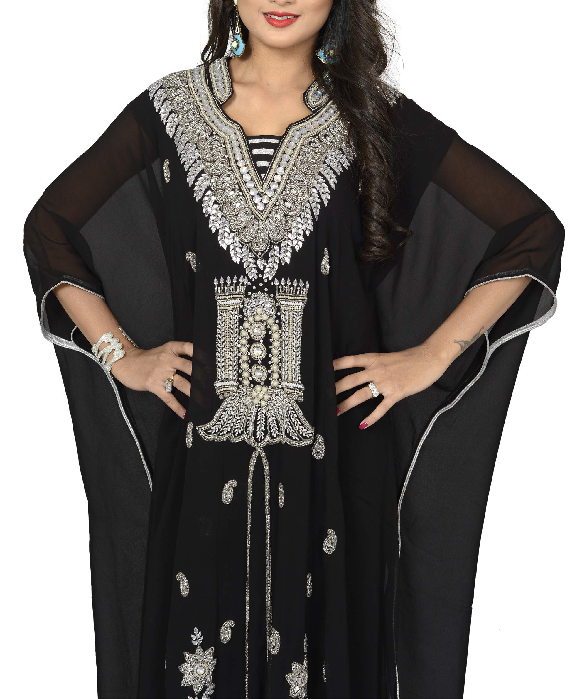 KoC Women's Kaftan Farasha Caftan Kimono - Long Maxi Dress for Summer Beach Cover Up - Free Size Boho Chic Loungewear for Vacations & Pool Parties