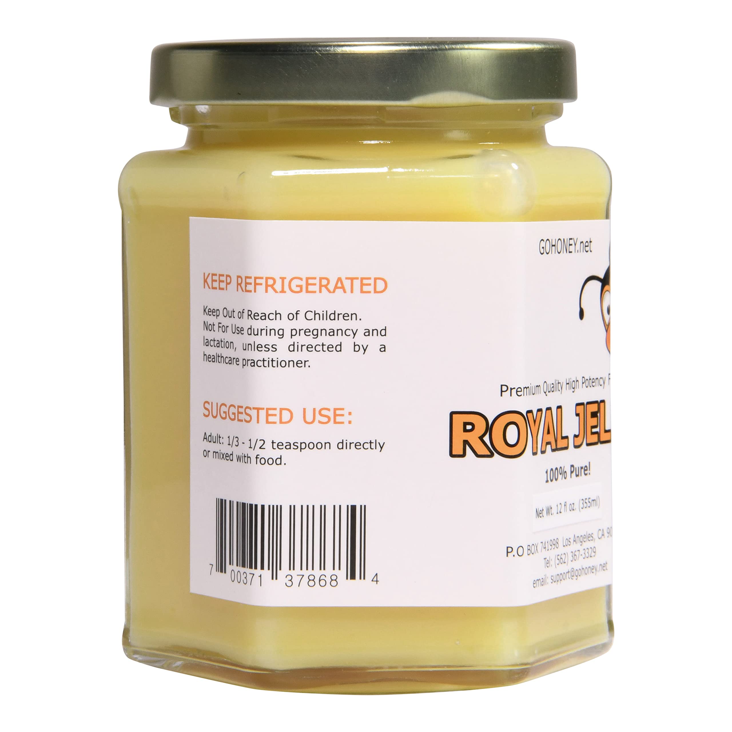 100% Pure Organic Fresh Royal Jelly Raw Unprocessed Natural High Potency - 12 oz Jar | Immune Support, Skin Care & Energy Boost | Perfect for Smoothies, Face Masks & Daily Wellness