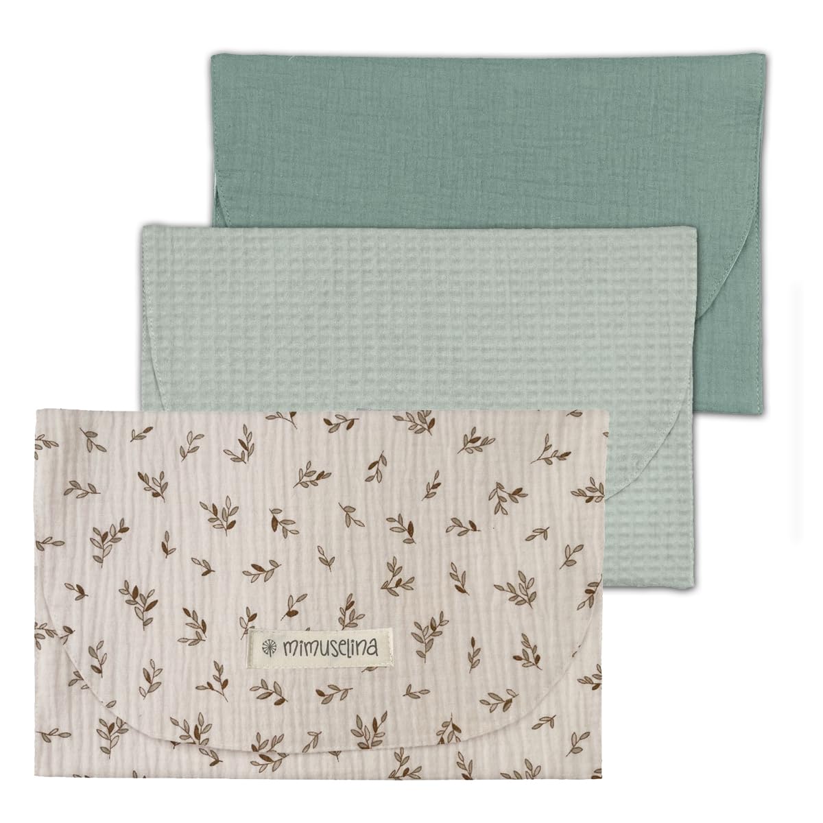 MIMUSELINA Waterproof Baby Diaper Bag Organizer Set - Perfect for Newborns, Travel & Daily Use (Waffle Mint/Bamboo Mint/Ecru) | Diaper Storage, Document Holder & On-the-Go Essentials Organizer