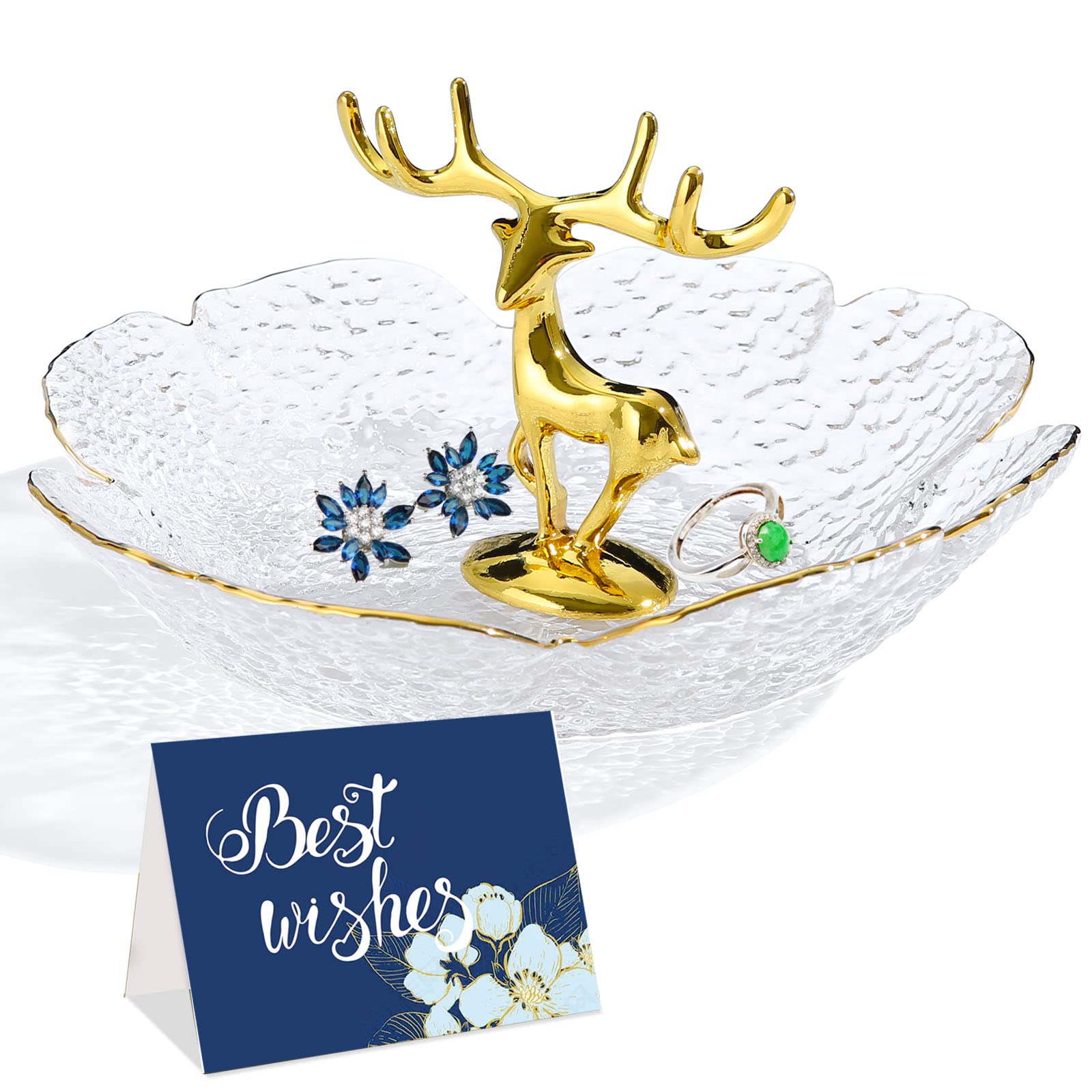 Deer Jewelry Organizer Ring Holder Trinket Dish - Elegant Jewelry Tray for Rings, Earrings & Necklaces - Perfect Gift for Women, Mom, Sister, Best Friend - Birthday, Wedding, Engagement, Christmas, Mother's Day Gift - Home Decor & Vanity Accessory for Bedroom Dresser