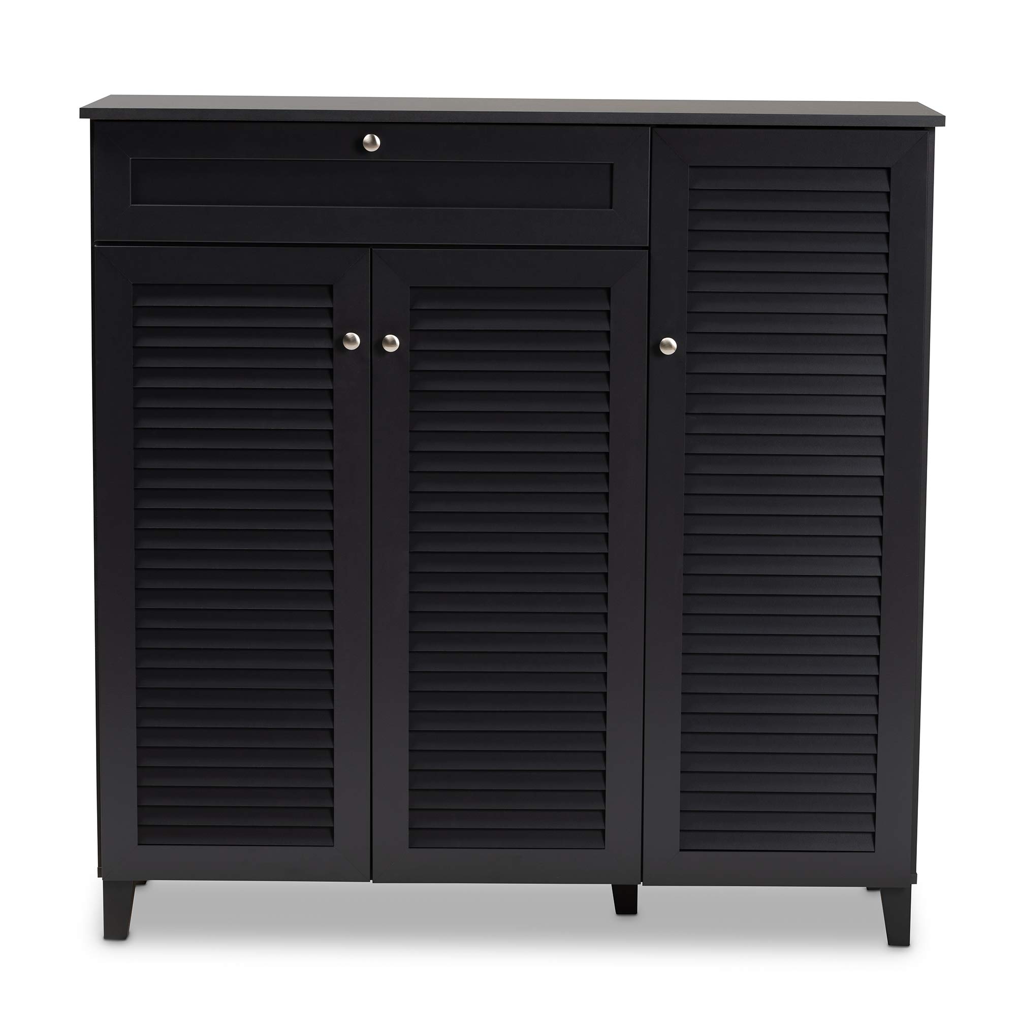 Baxton Studio Shoe Cabinet with Storage - Modern Gray Entryway Organizer for Shoes, Boots & Accessories | Perfect for Small Spaces, Hallways & Closets