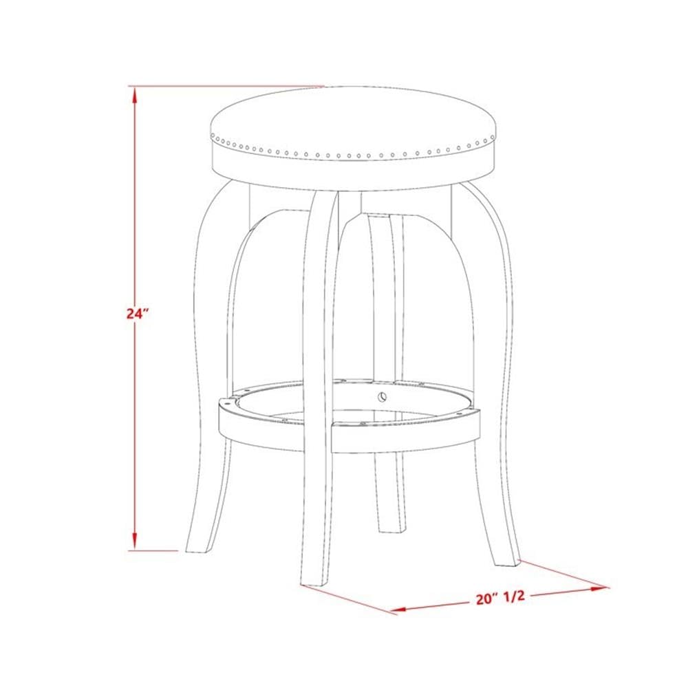 East West Furniture 3-Piece Counter Height Dining Set - 30x30 Inch Round Kitchen Table with Pedestal Base & 2 Backless Stools, Oak Finish - Perfect for Small Spaces, Breakfast Nooks & Modern Kitchens