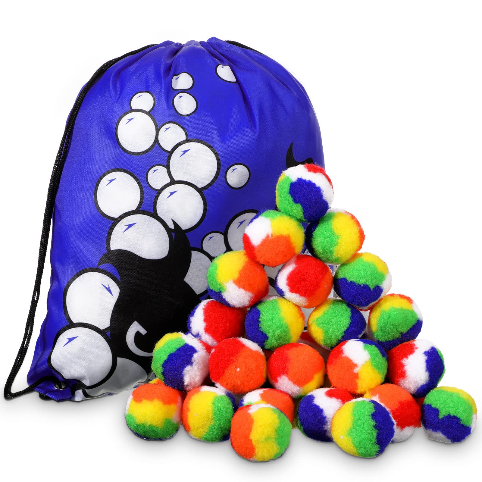 36 Pcs Reusable Water Balls - Rainbow Colored Beach Balls & Water Balloons for Pool Party, Summer Games, Trampoline Accessories - Includes Storage Bag (2 Inch) - Perfect for Beach Outings, Backyard Fun, and Kids' Water Play