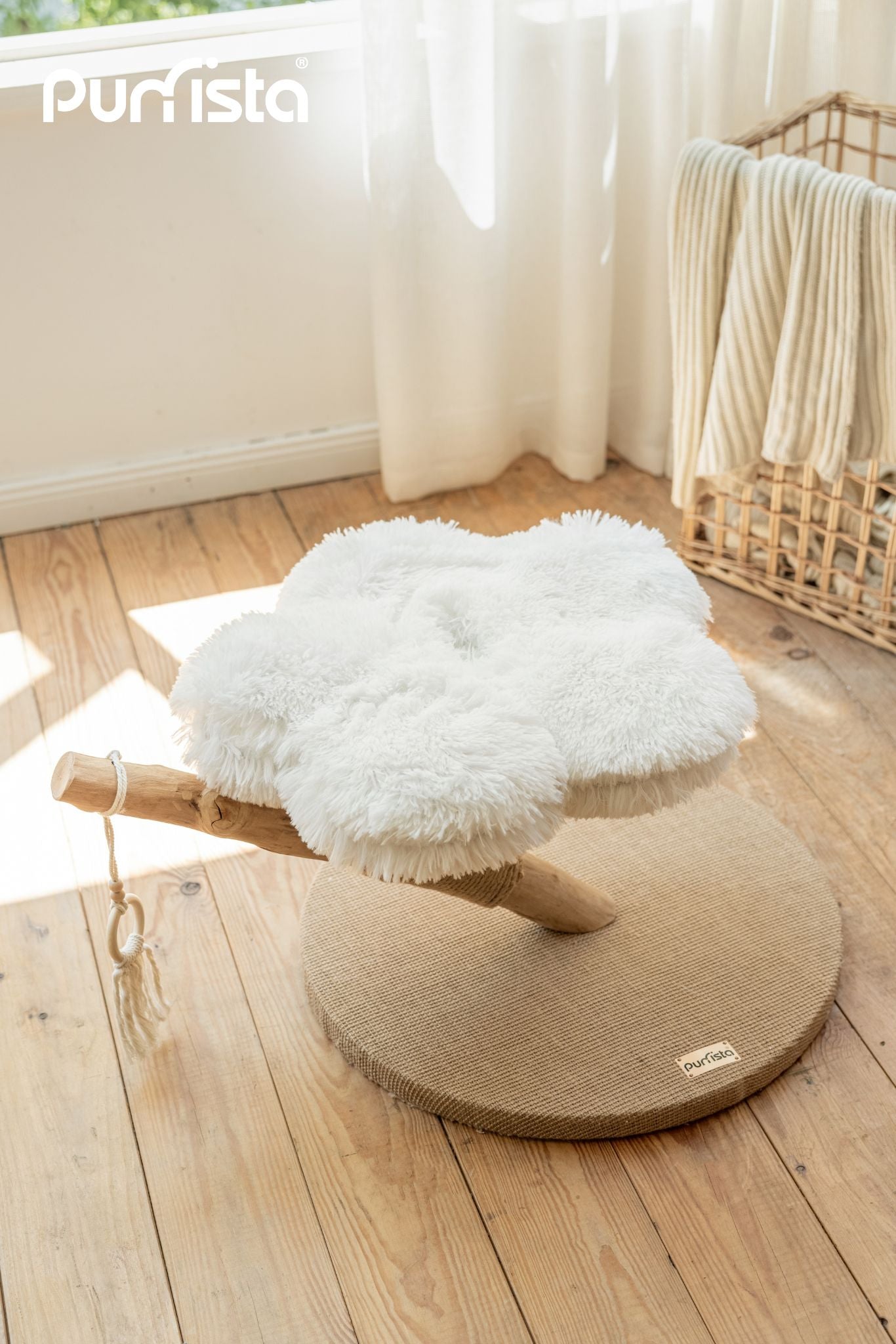 45cm Purrista Natural Wood Cloud Cat Tree - Multi-Level Cat Climbing Tower with Scratching Posts for Indoor Cats - Perfect for Play, Rest & Exercise in Home or Office