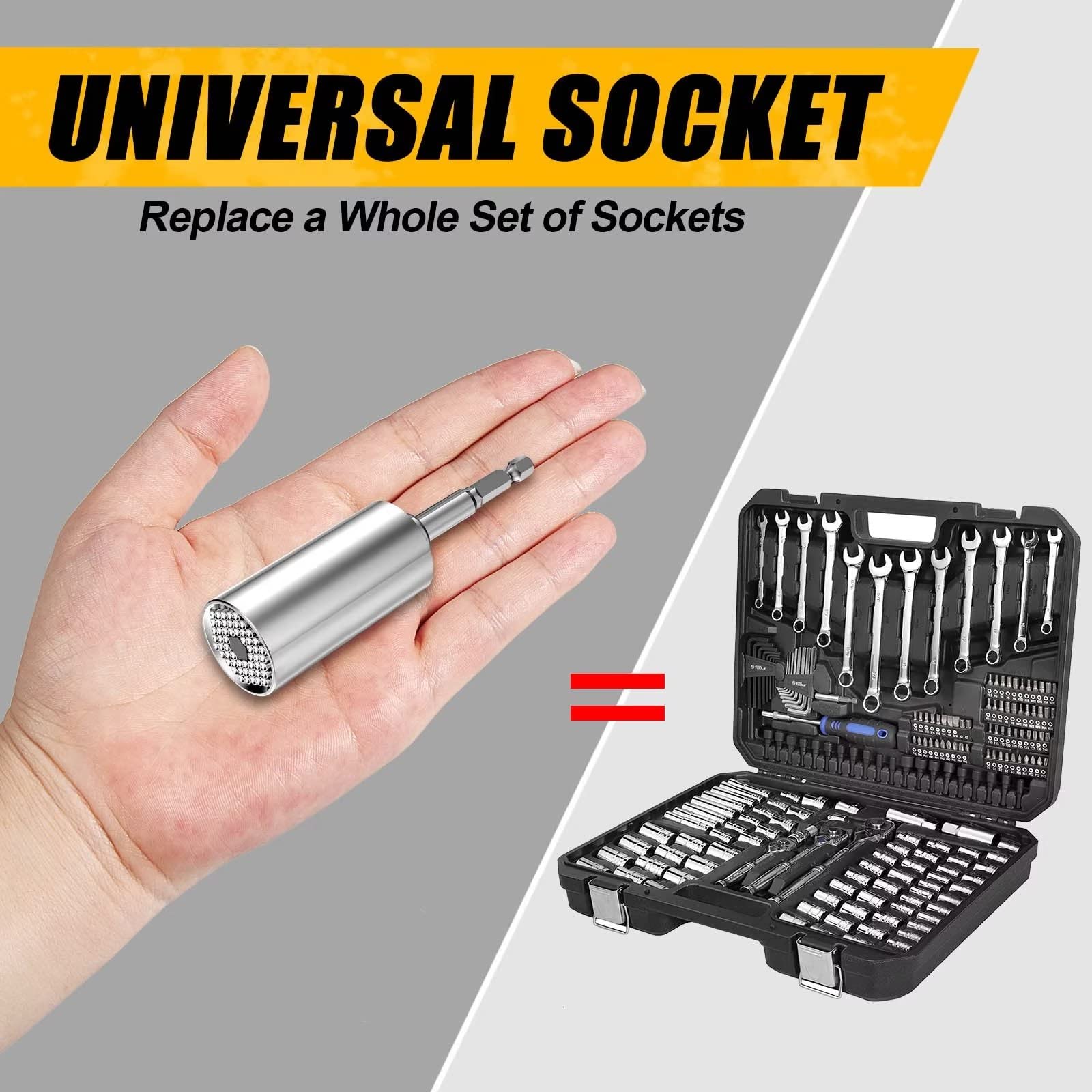 Valentine's Day Gifts for Men - Universal Socket Tool Set with Power Drill Adapter (7-19mm) - Perfect for DIY Projects, Car Repairs & Handyman Gifts - Birthday & Father's Day Present Ideas