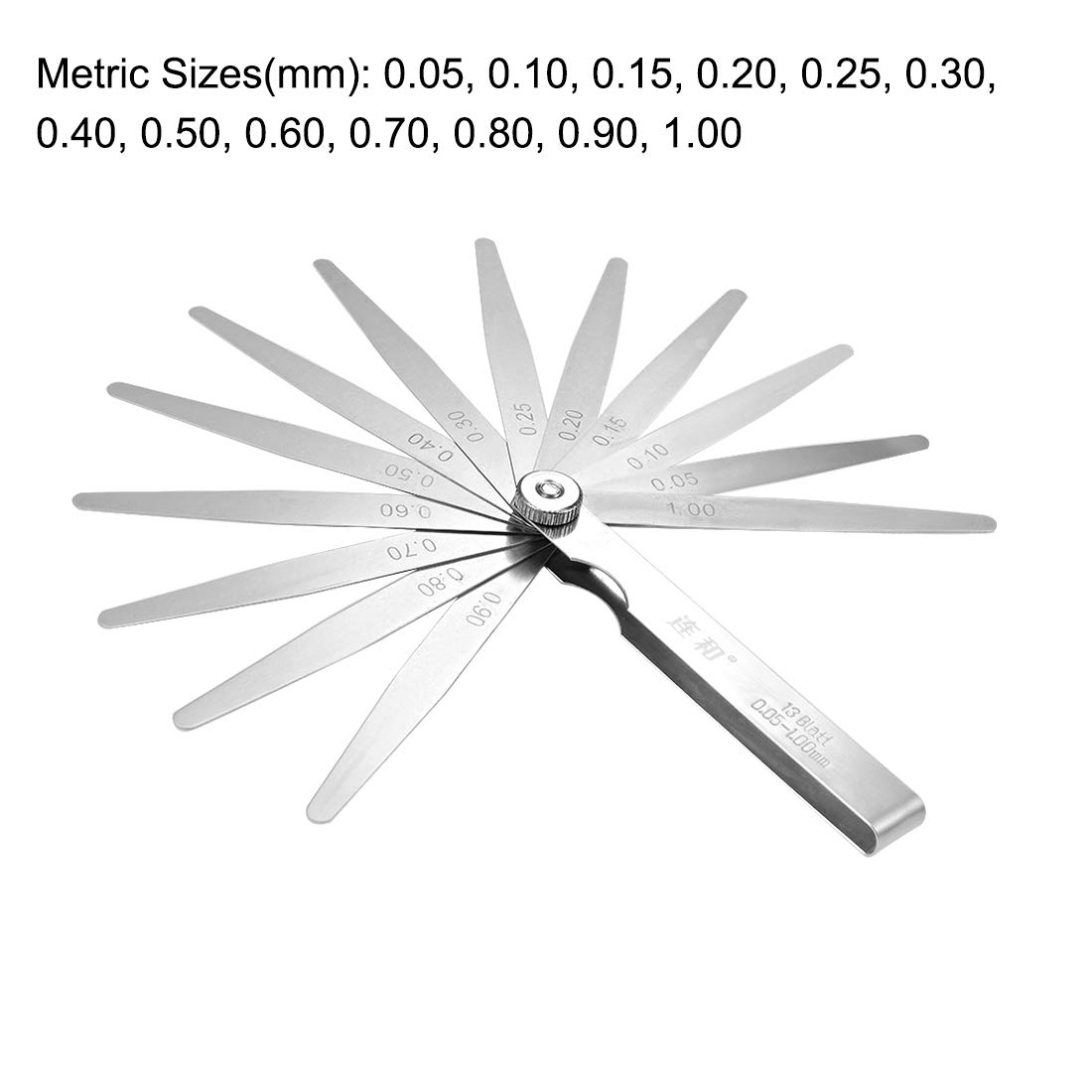 uxcell 0.05-1.00mm Metric Thickness Feeler Gauge Set - 13 Blades Manganese Steel Precision Measuring Tool for Gap Width Measurement | Automotive, Machinery & DIY Applications