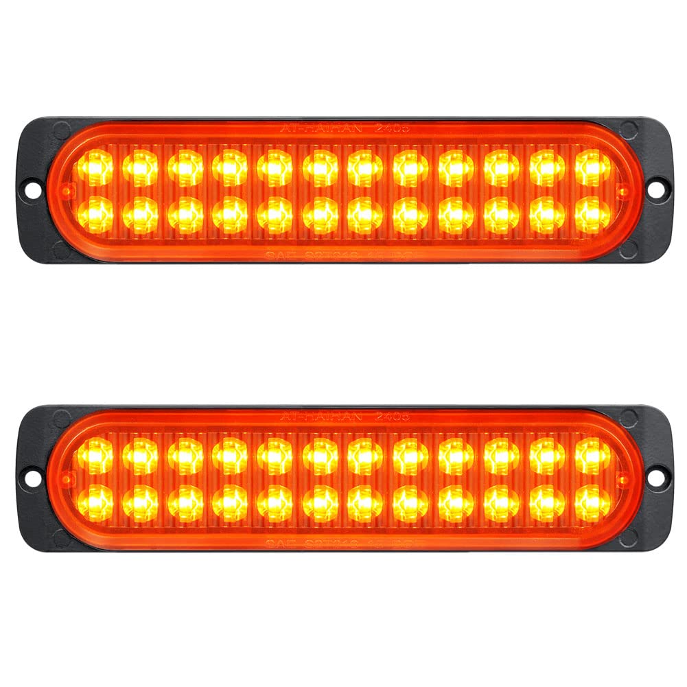 AT-HAIHAN 2-Pack 7.5 Inch Amber LED Trailer Lights - DOT Compliant Waterproof Turn Signal, Brake & Parking Lights for Trucks, Trailers, RVs, Jeeps - Durable Aluminum Housing Surface Mount Lights for Safe Night Driving & Towing