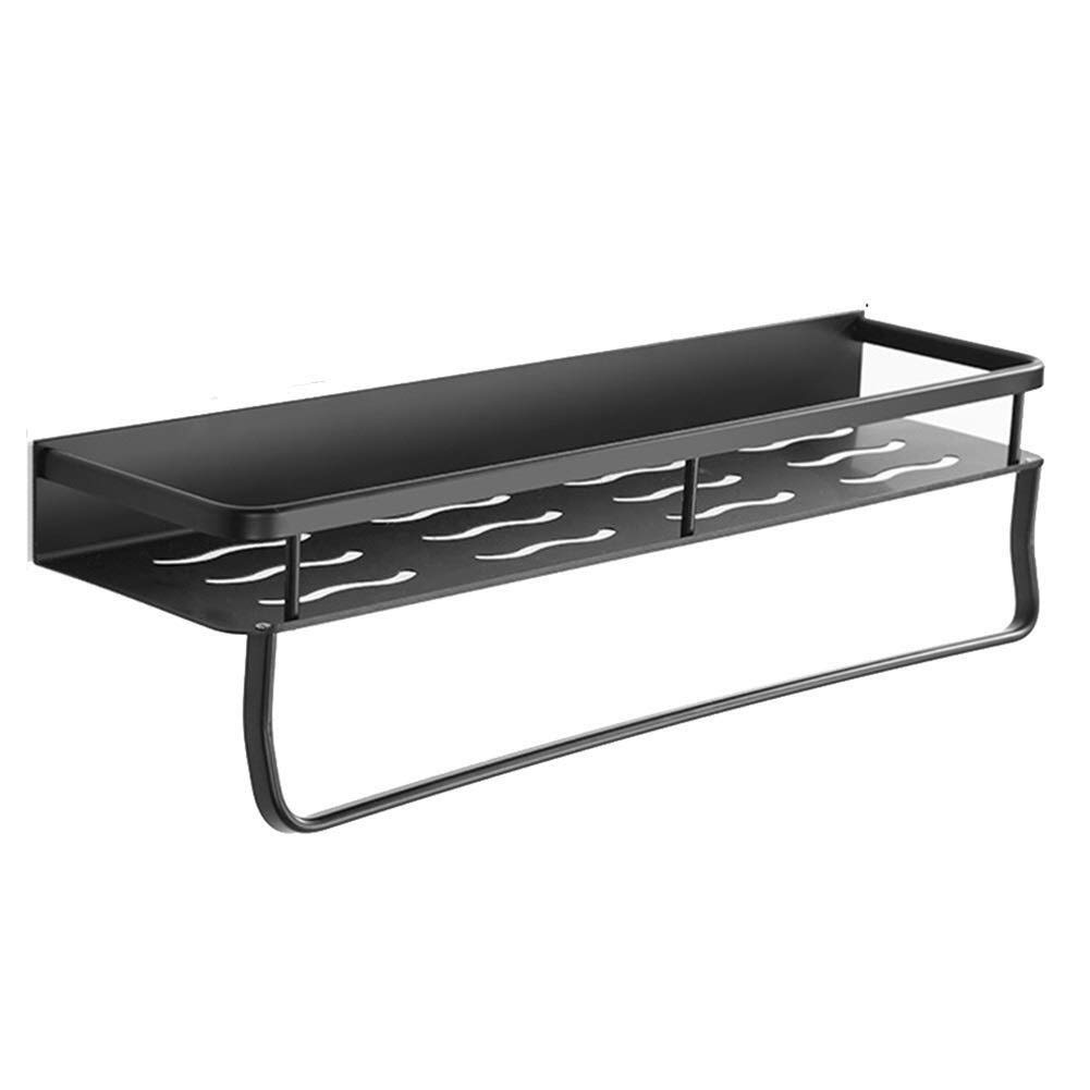 Black Aluminum Towel Rack - 50cm Wall Mount Bathroom Shelf for Toilet Storage