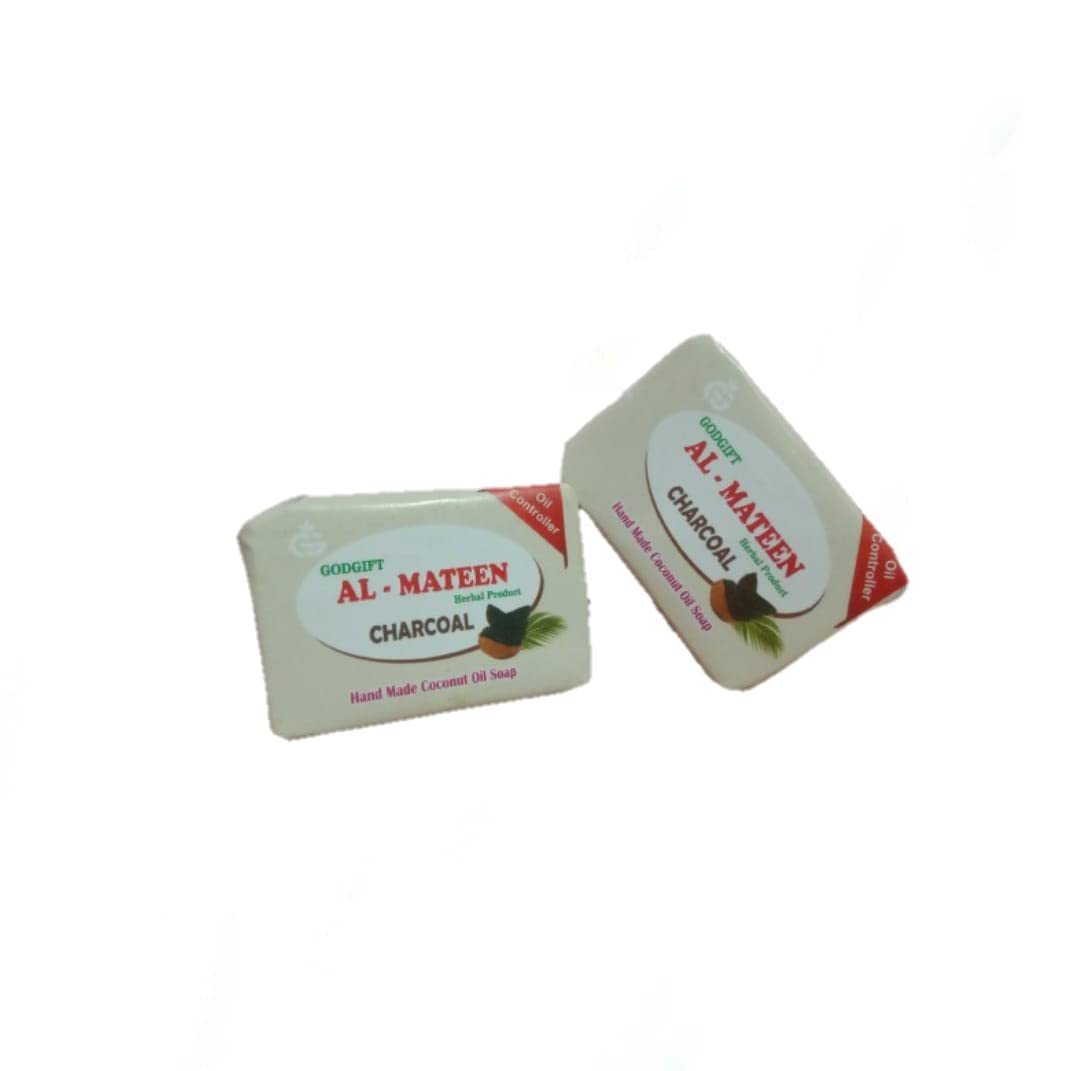 AL MATEEN Coconut Oil Charcoal Soap - Natural Deep Cleansing Face & Body Bar for Acne, Blackheads & Oily Skin - Perfect for Daily Skincare Routine & Detox