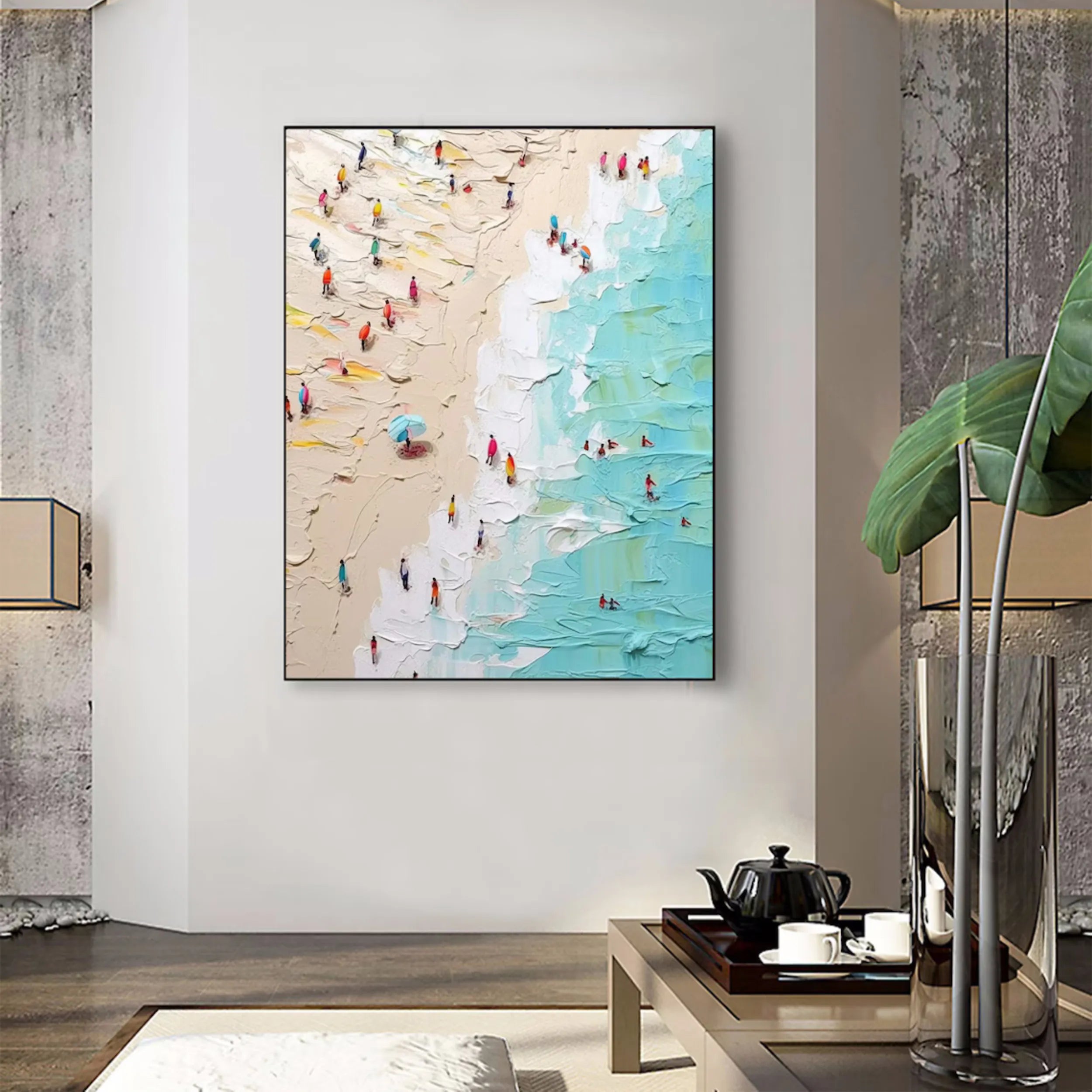 Seascape and Snowy Peak Painting #SP025 - Stunning Landscape Artwork for Home & Office Decor | Perfect for Living Room, Bedroom, or Office Wall