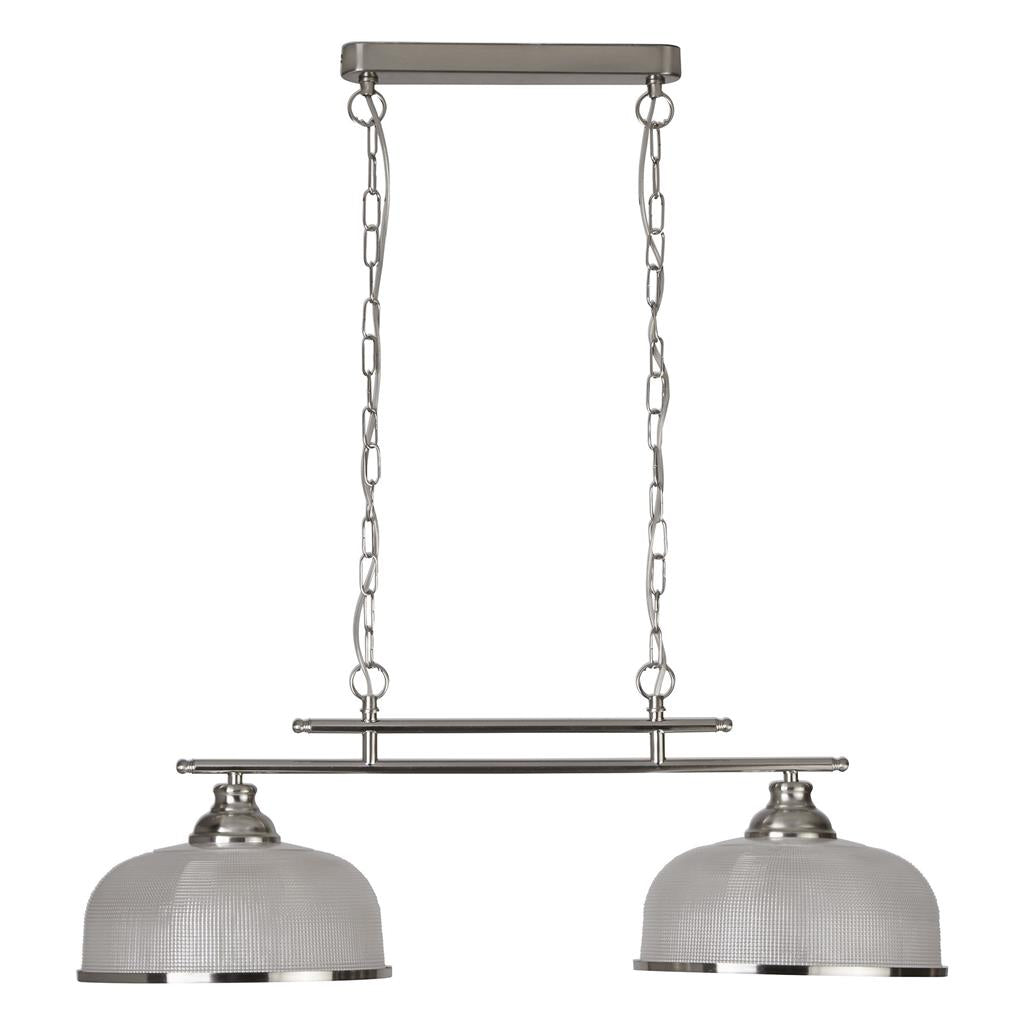 Bistro 2/3Lt Kitchen Light Fixture - Satin Silver/Antique Brass Finish - Modern Pendant Lighting for Dining Room, Island, Bar & Restaurant Decor