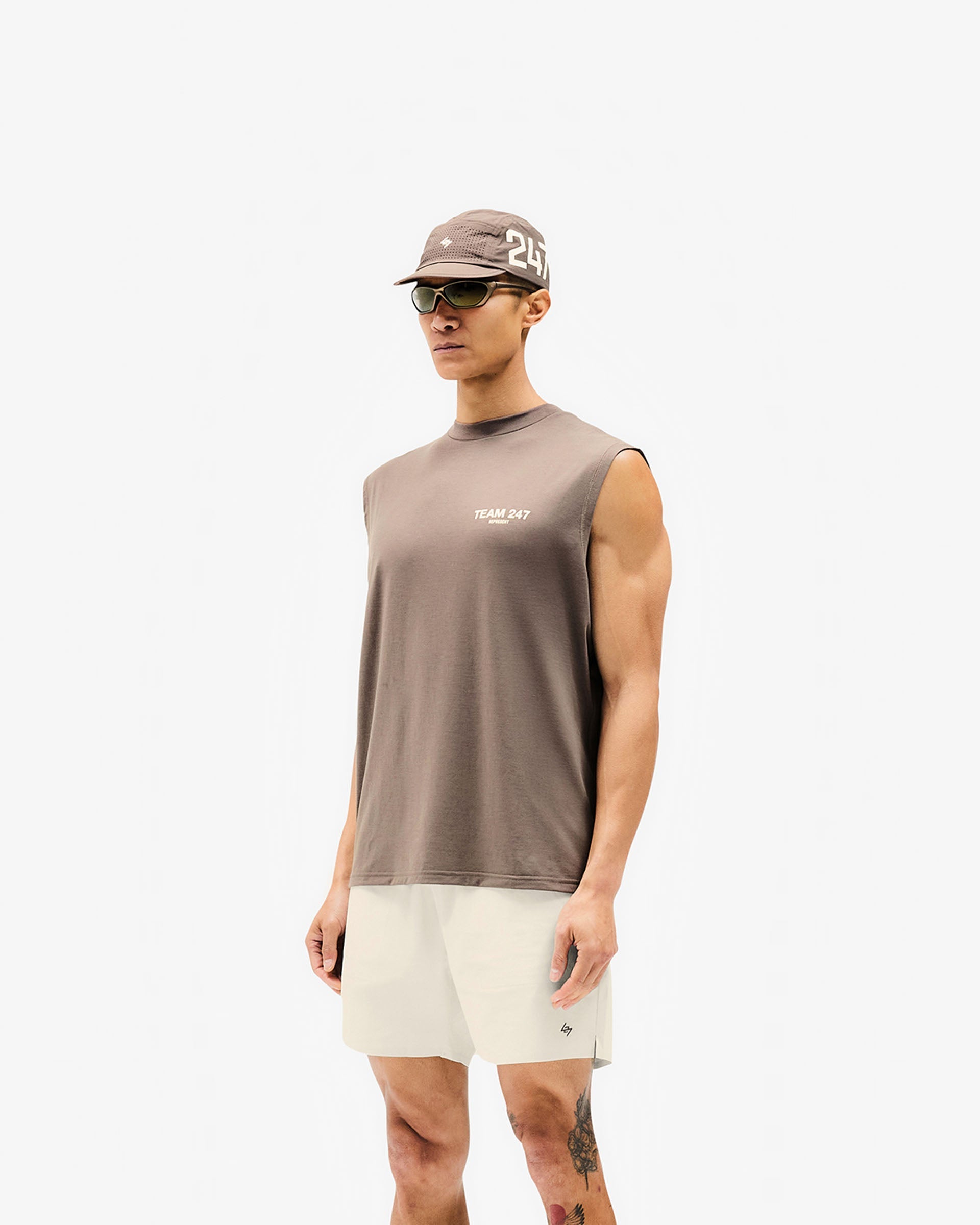 Team 247 Oversized Tank Top - Women's Loose Fit Casual Shirt - Earth Tone Cotton Blend Tee for Summer, Beach, and Everyday Wear