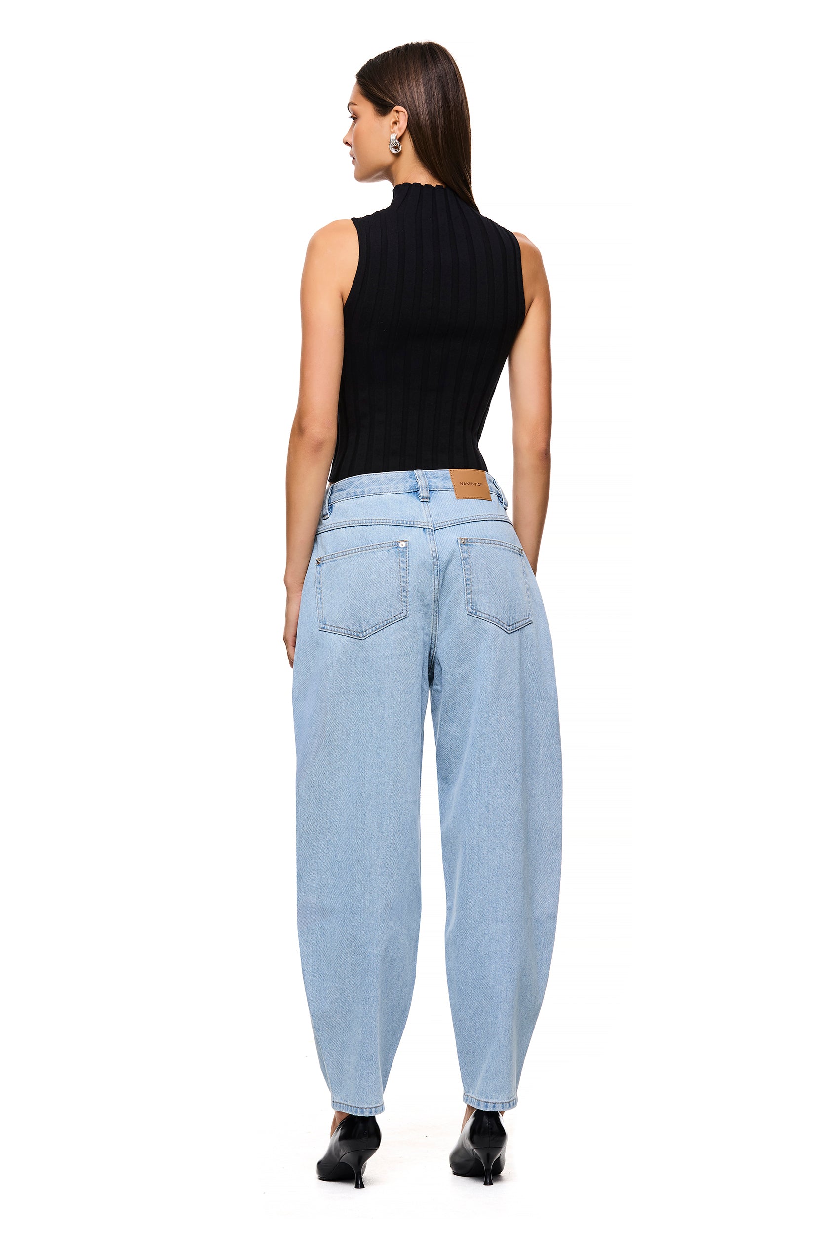 Light Blue Barrel Jean - High Waisted Distressed Denim Pants for Women | Casual & Streetwear Fashion | Perfect for Everyday Wear, Outings & Date Nights