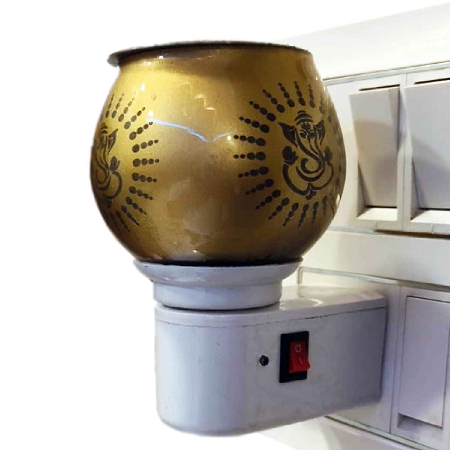 Ramit Air Karpure Camphor Electric Diffuser for Home & Office - Ceramic Kapoor Dani with On/Off Switch & Night Light | Smoke-Free, Child-Safe, Shock-Proof (Ganesha Design) | Perfect for Aromatherapy, Meditation & Relaxation in Bedroom, Yoga Studio or Workspace