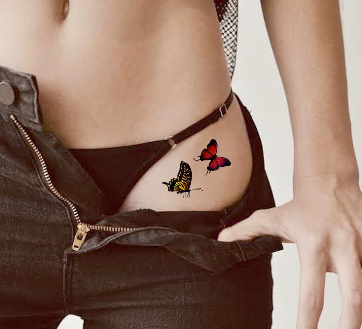 3D Temporary Tattoo Stickers for Men & Women - Waterproof Fake Tattoos with Flowers, Butterflies, Stars & Angel Designs (19x9cm) - Perfect for Parties, Halloween, Cosplay & Honeymoon
