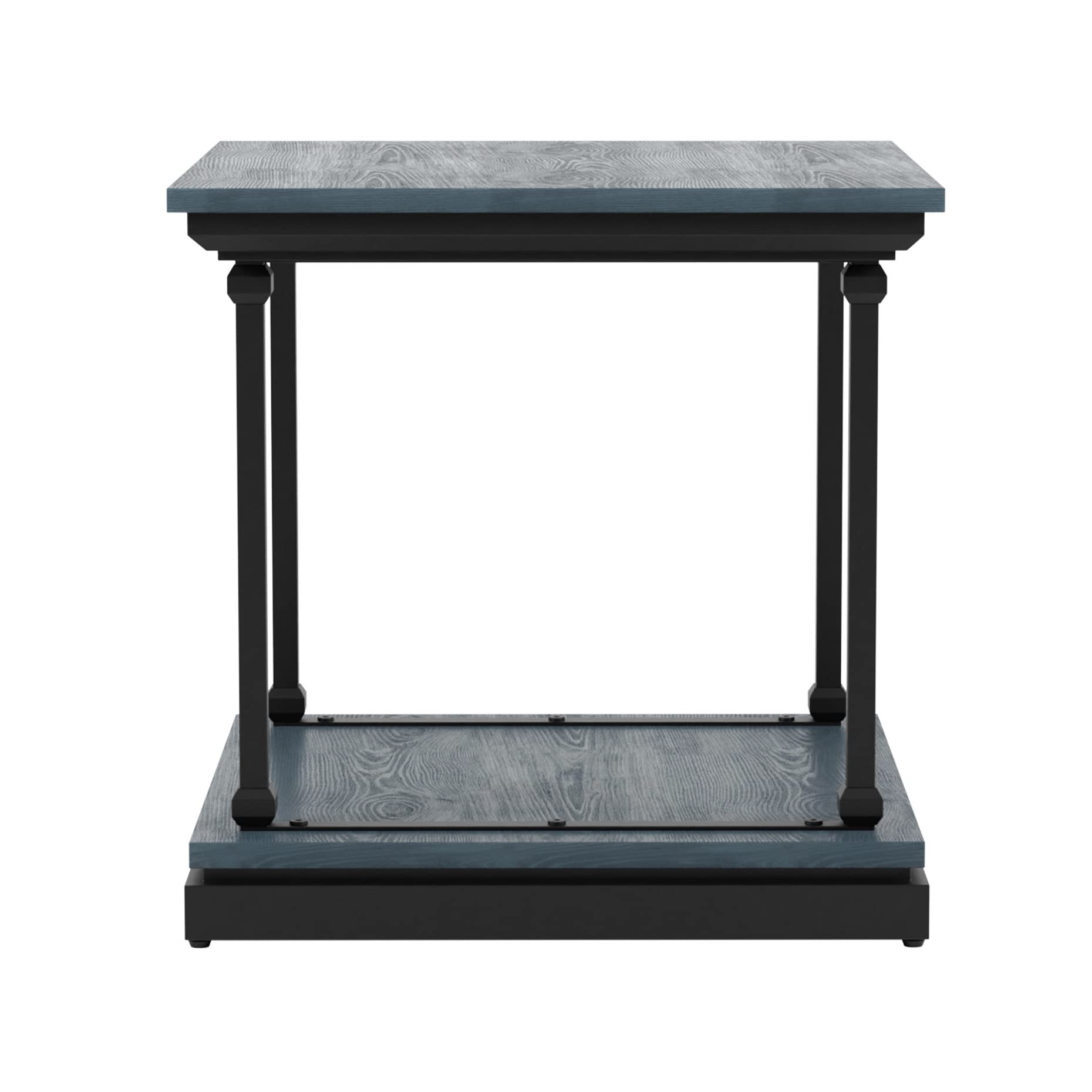Ambridge Farmhouse Metal and Wood End Table with Storage - 24 Inch Square Side Table for Living Room, Bedroom - Antique Blue Finish - Perfect for Small Spaces, Home Decor and Farmhouse Style Interiors
