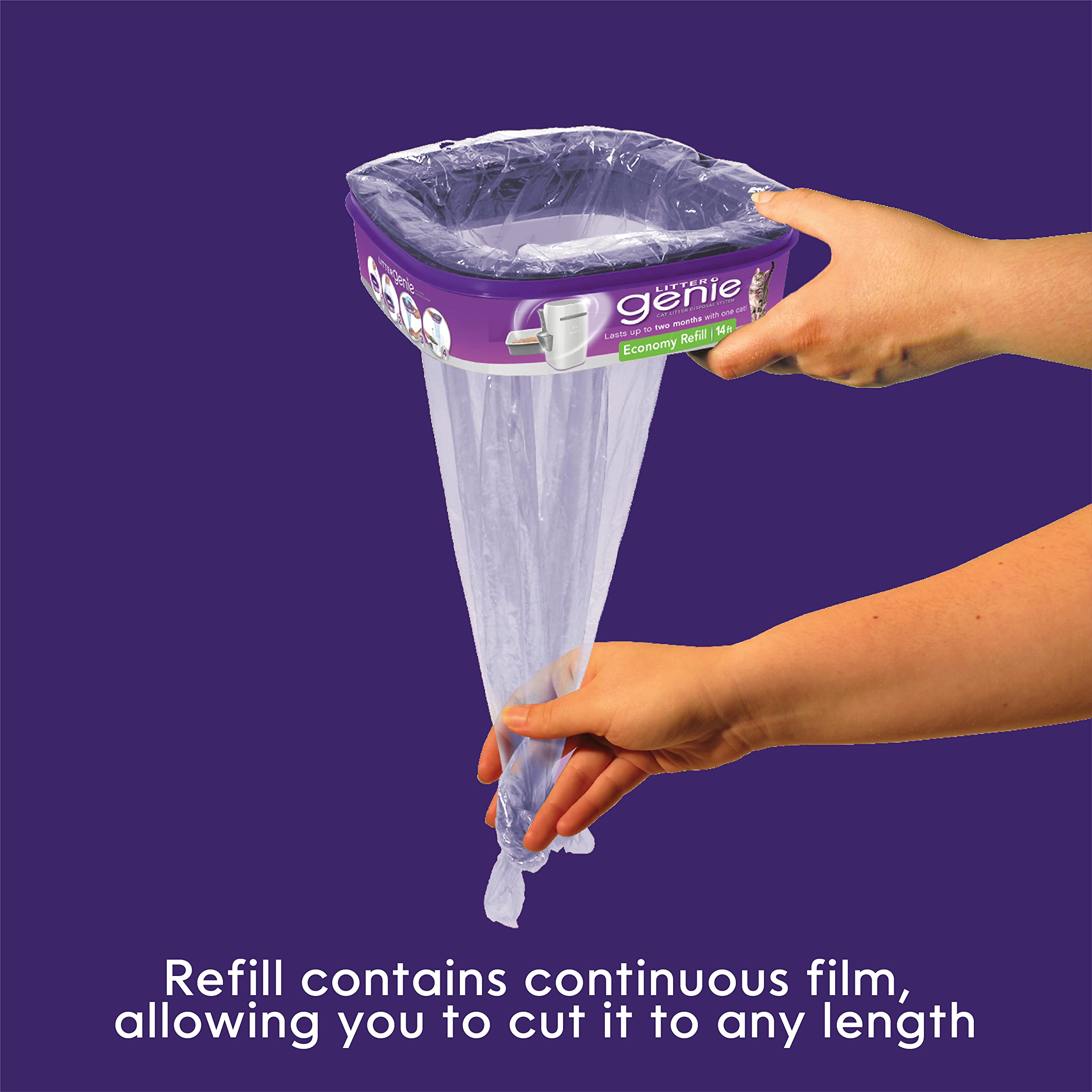 Litter Genie Refill Bags 12-Pack | Odor Control Cat Litter Disposal Bags with Multi-Layer Barrier Technology | 1 Cartridge Lasts 2 Months Per Cat | Perfect for Small Spaces & Multi-Cat Households