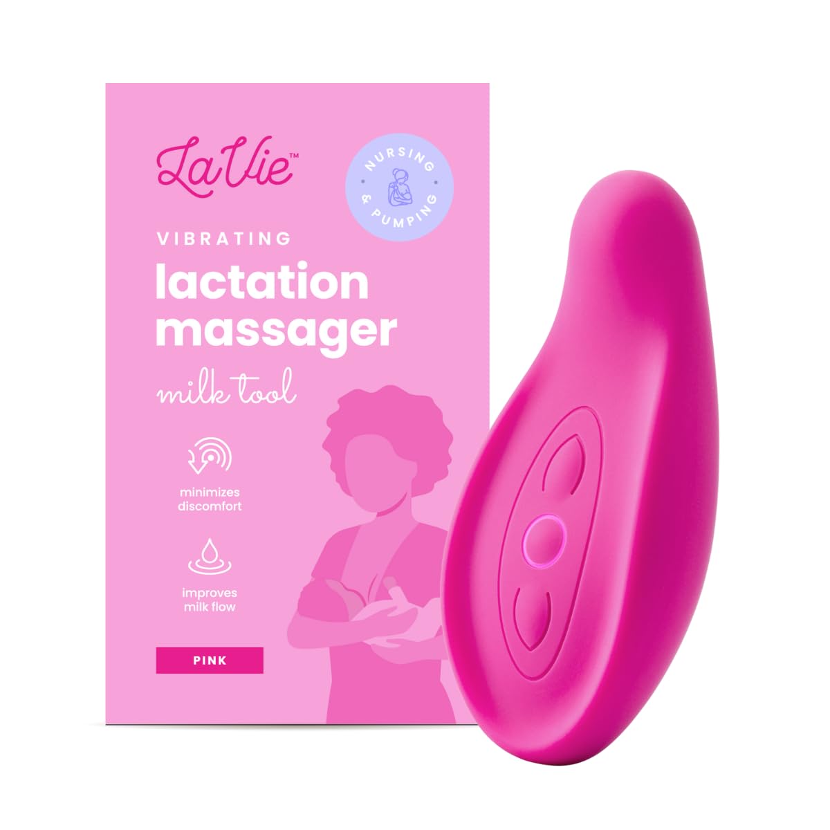 LaVie Lactation Massager for Breastfeeding Moms - Waterproof, Medical Grade Breast Pump Massager for Clogged Milk Ducts, Mastitis Relief & Improved Milk Flow - Perfect for Nursing, Engorgement Relief & Postpartum Care (Rose)