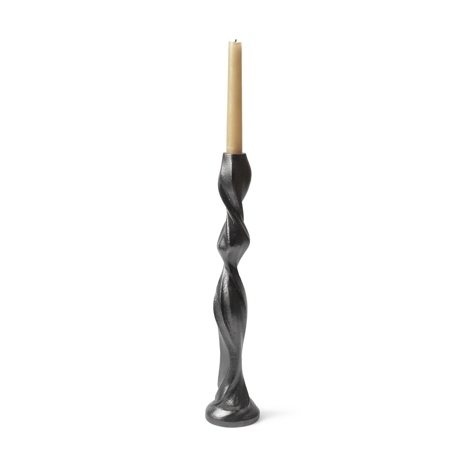 FERM LIVING Gale Blackened Aluminium Candle Holder - 38cm Tall Modern Home Decor for Dining Table, Living Room & Wedding Centerpieces