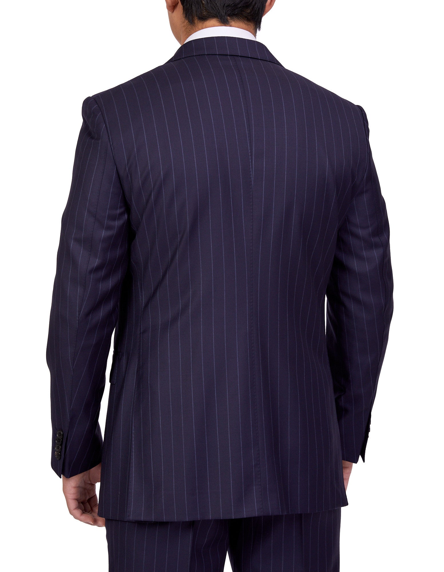 HENRY SARTORIAL Men's Navy Blue Dun Full Canvas Stripe Suit - Premium Business Attire for Formal Events & Office Wear (Size Large)