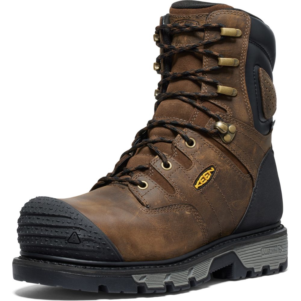 **Keen Camden Men's Size 8 Waterproof Composite Toe Work Boots - Brown (Model 1027678) | Durable & Comfortable for Construction, Hiking & Outdoor Work**